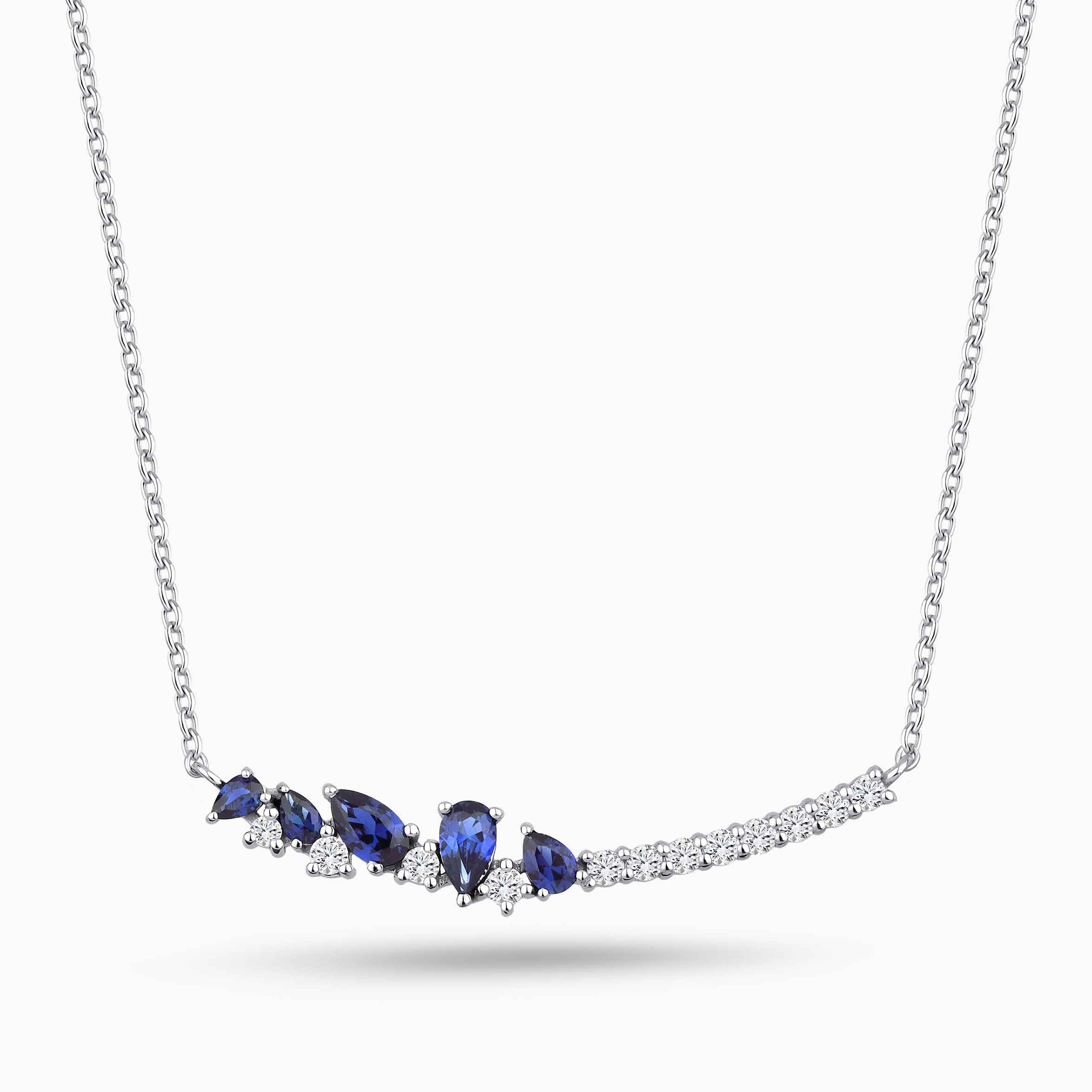 0.97 Karat Pırlanta Safir Kolye