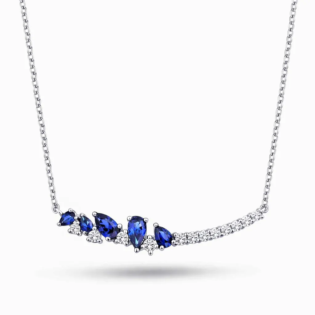 0.97 Karat Pırlanta Safir Kolye