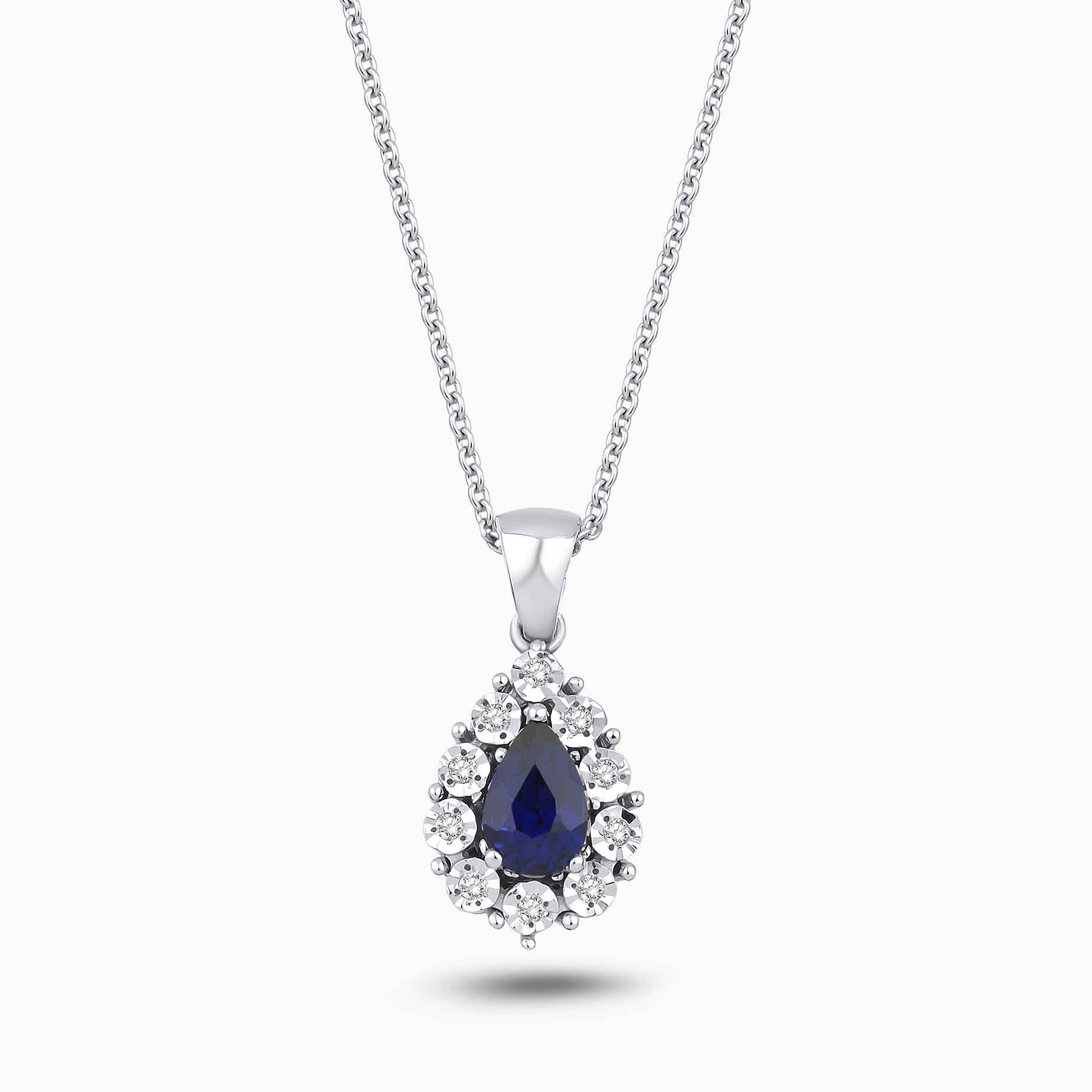0.67 Karat Pırlanta Damla Safir Kolye