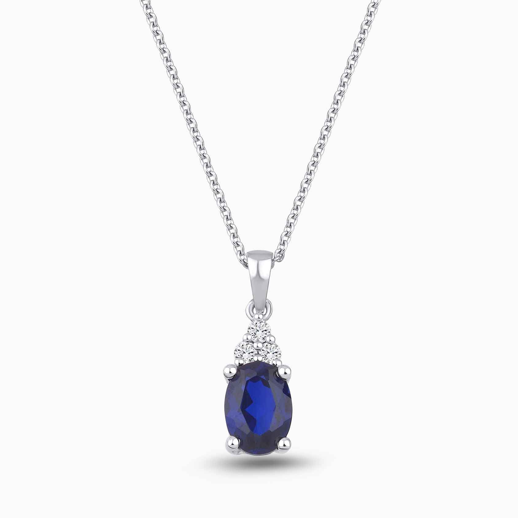 0.96 Karat Pırlanta Oval Safir Kolye