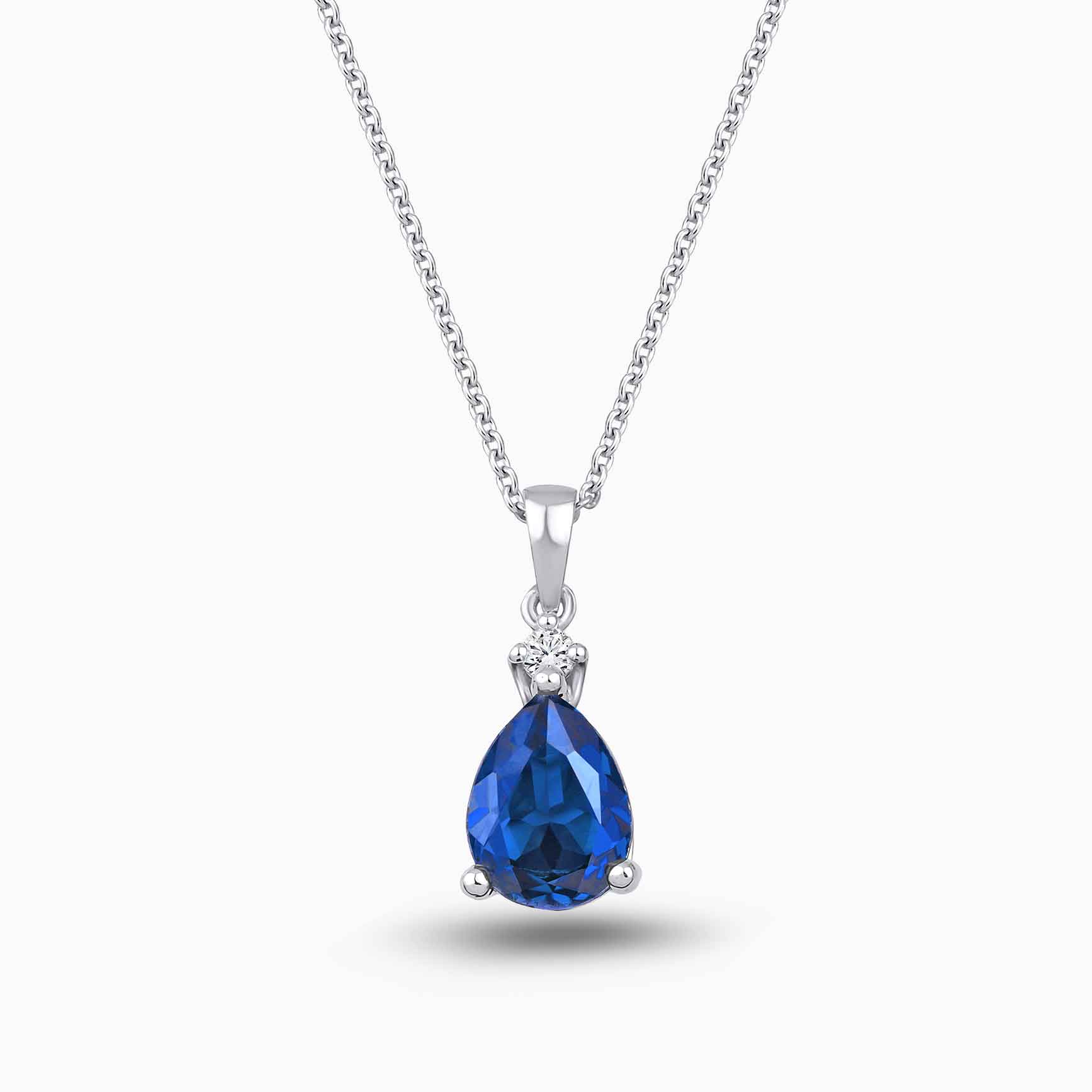 1.63 Karat Pırlanta Damla Safir Kolye