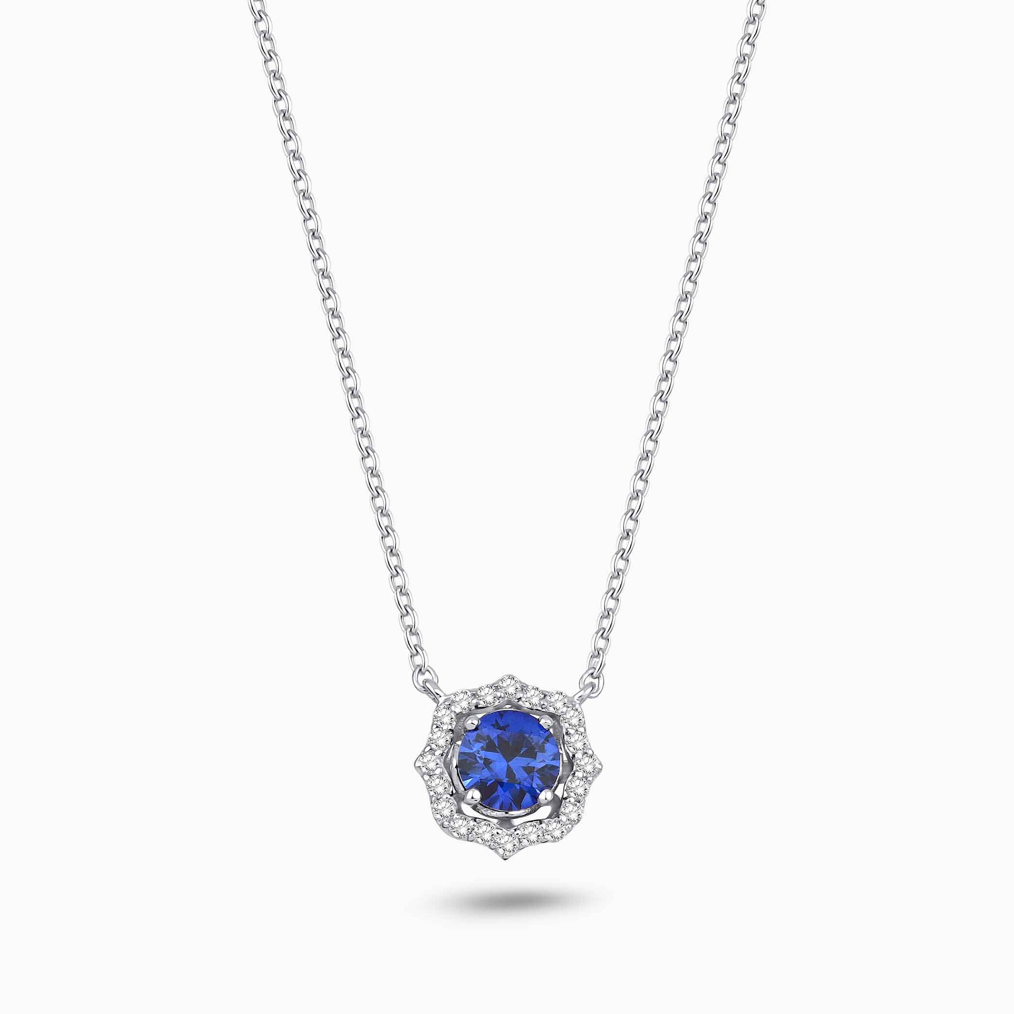 0.77 Karat Pırlanta Safir Kolye