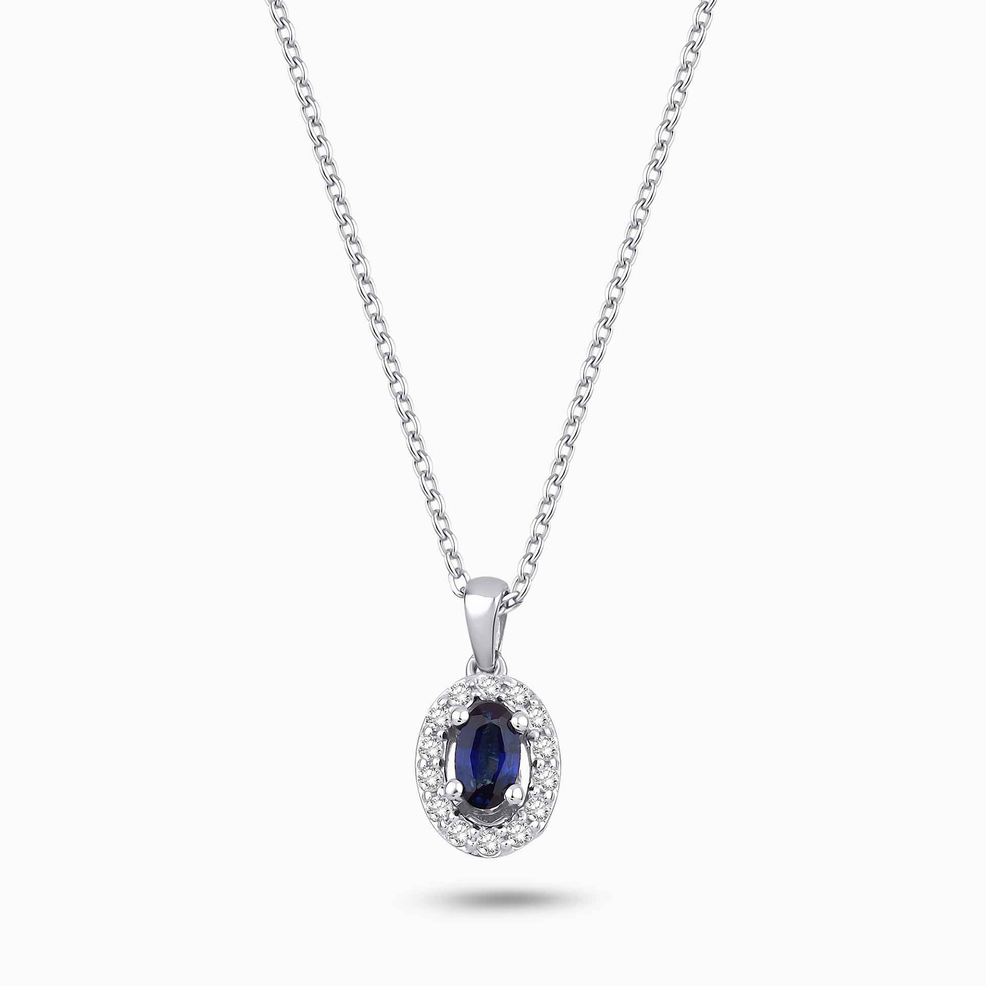 0.42 Karat Pırlanta Oval Safir Kolye