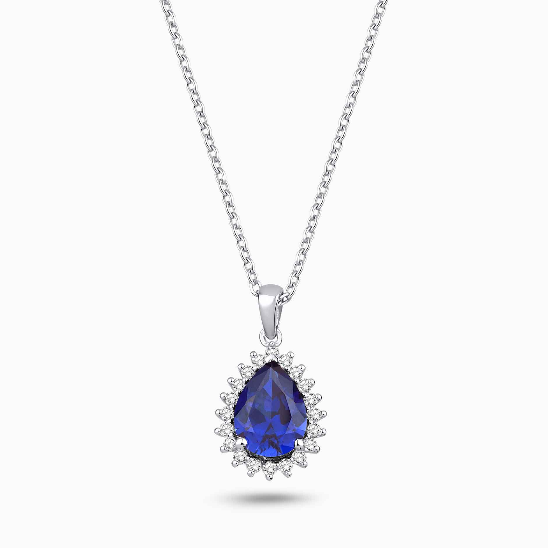 1.42 Karat Pırlanta Damla Safir Kolye