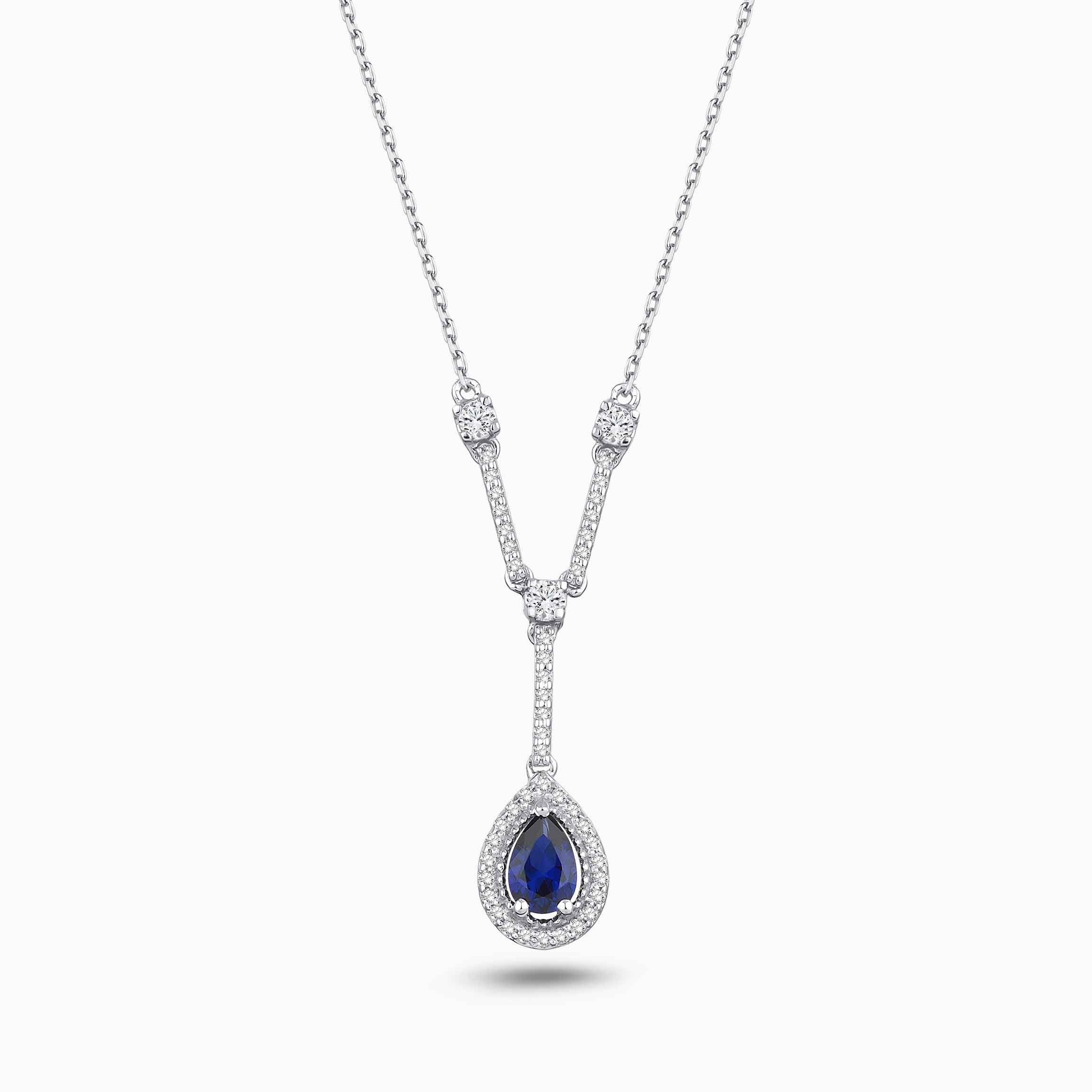 1.20 Karat Pırlanta Damla Safir Kolye