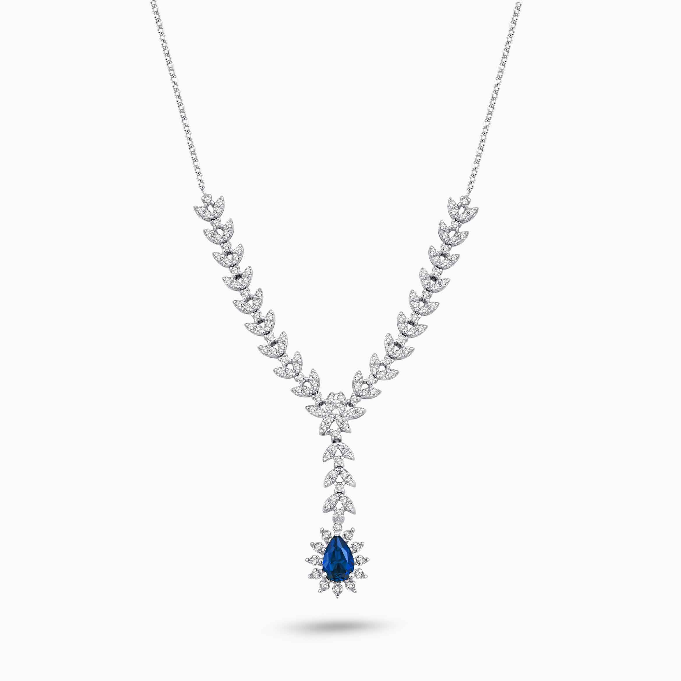 1.21 Karat Pırlanta Damla Safir Kolye