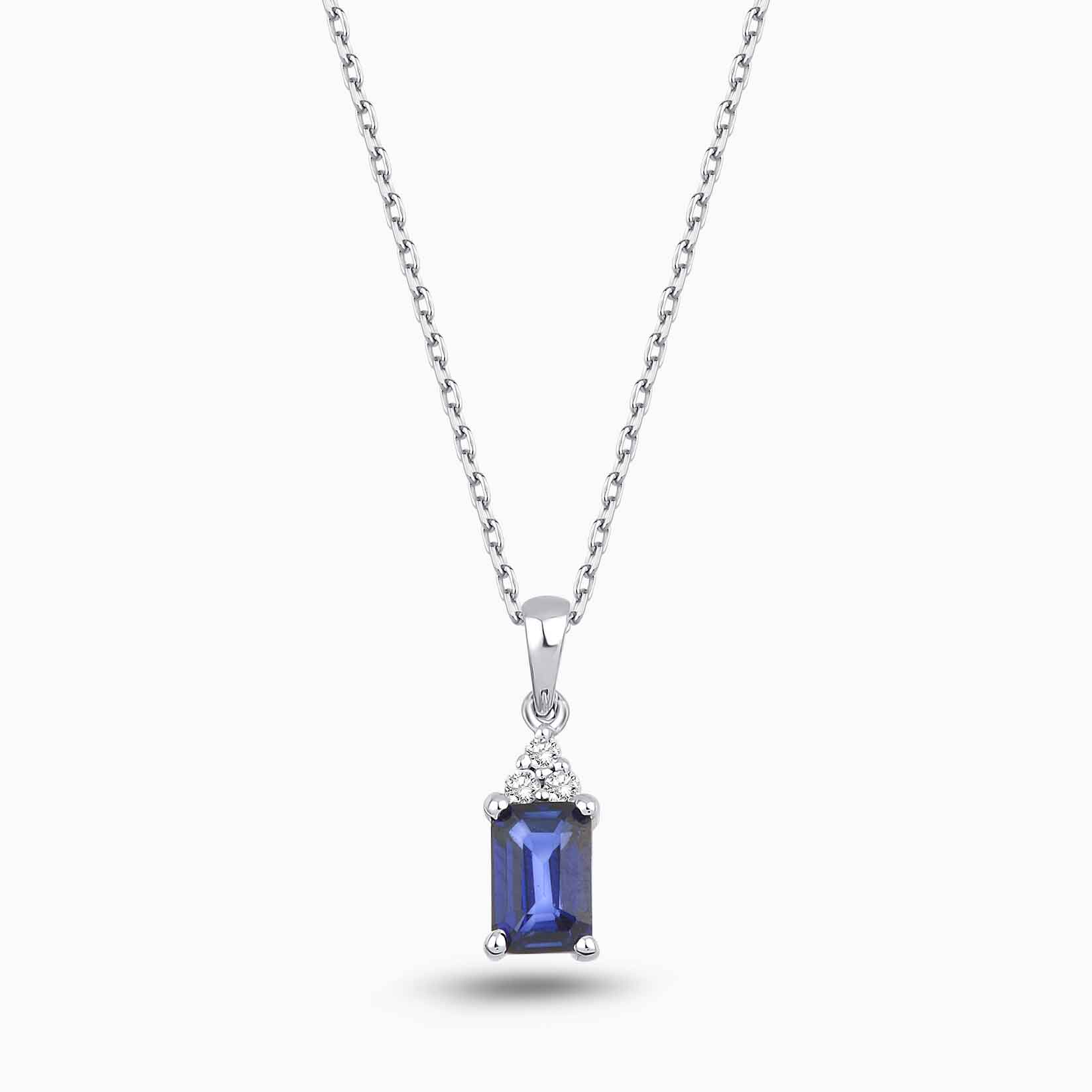 0.86 Karat Pırlanta Safir Kolye
