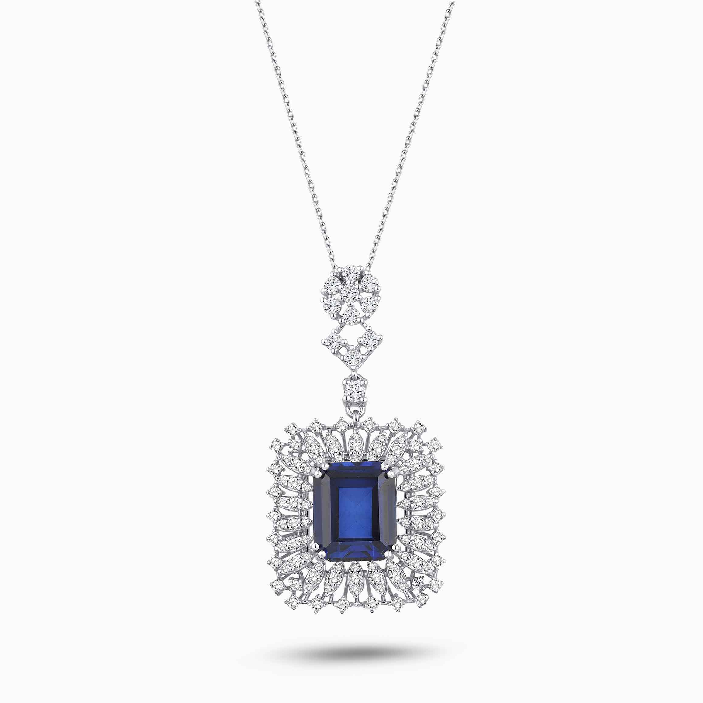 7.88 Karat Pırlanta Safir Kolye