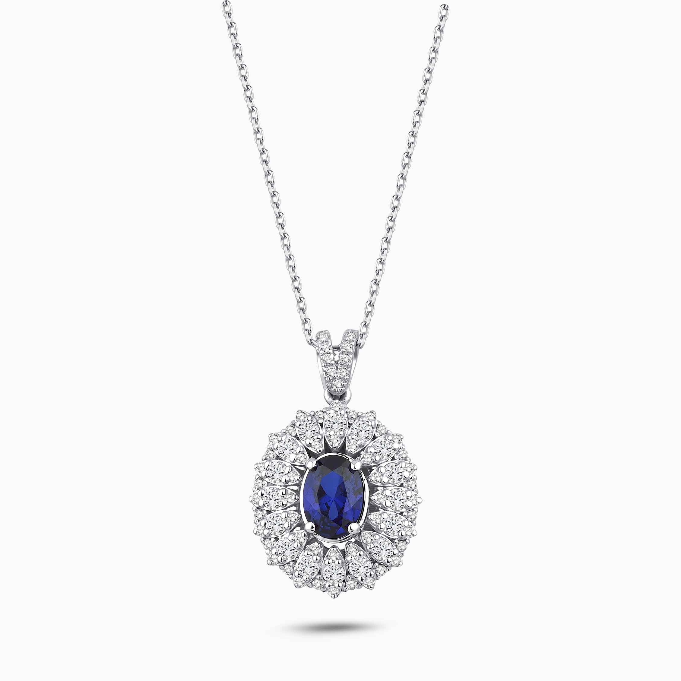 1.52 Karat Pırlanta Safir Kolye