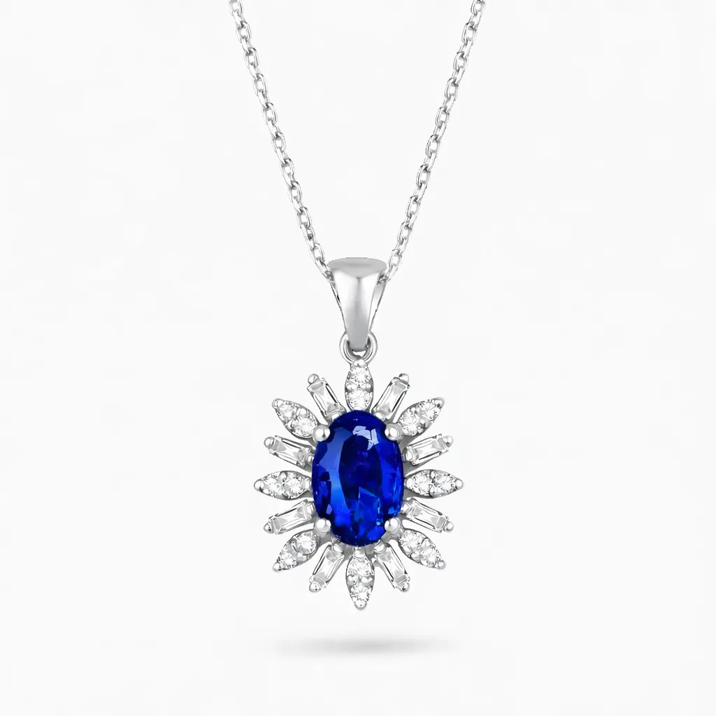 0.64 Karat Pırlanta Safir Kolye