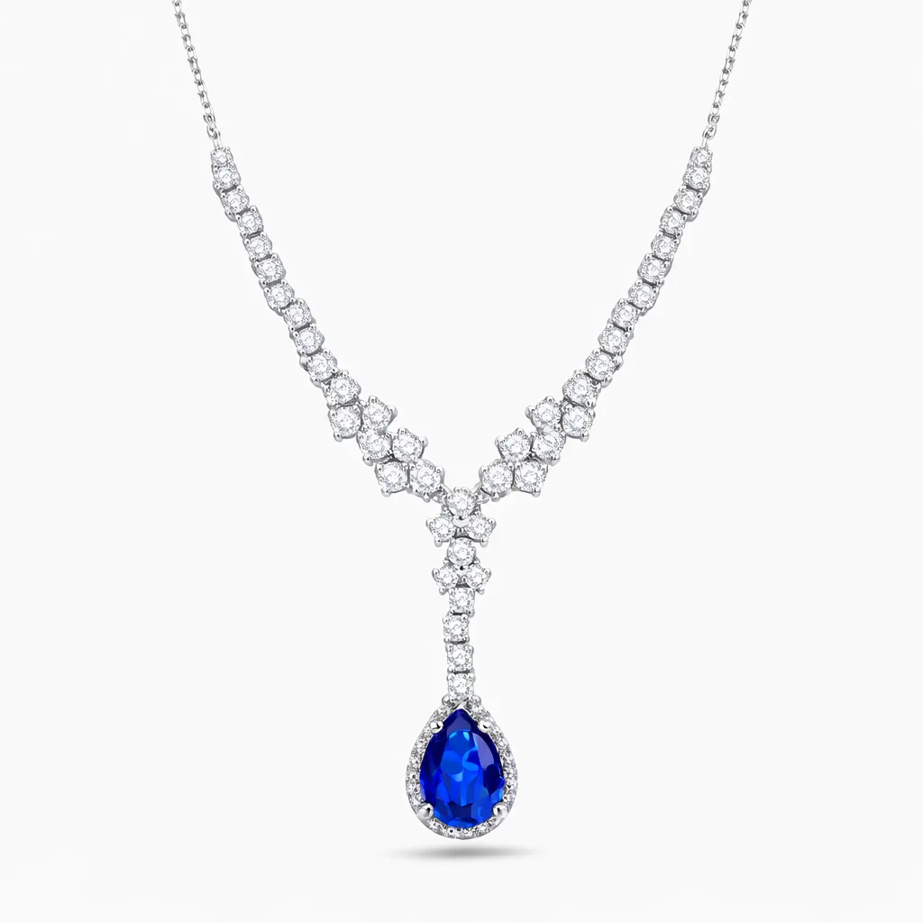 1.81 Karat Pırlanta Safir Kolye