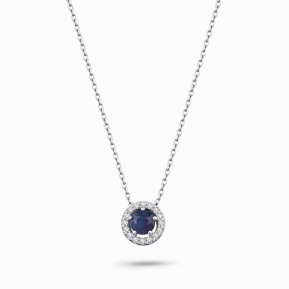 0.28 Karat Pırlanta Safir Kolye