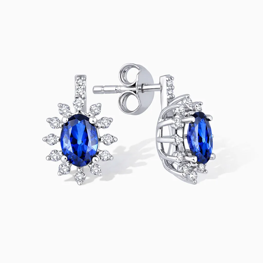 1.11 Karat Pırlanta Safir Küpe