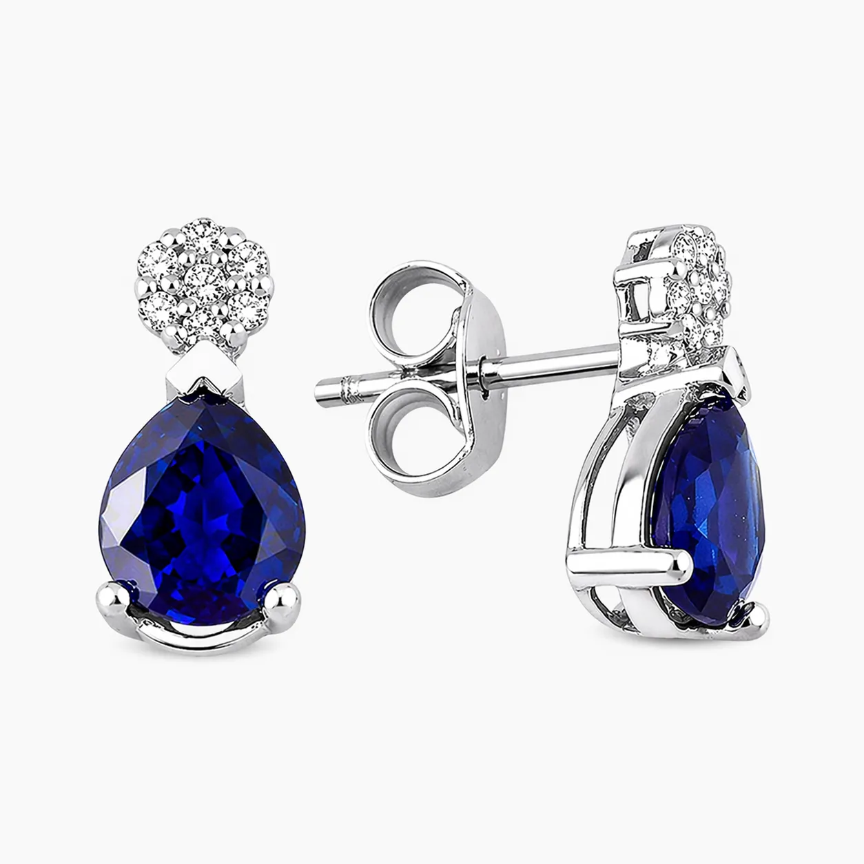1.10 Karat Pırlanta Safir Küpe