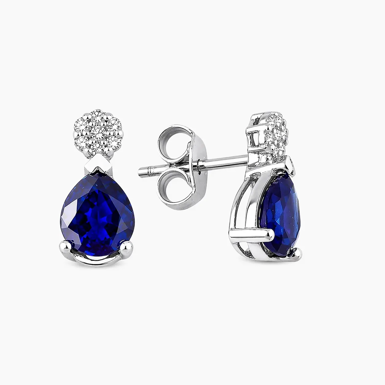 1.10 Karat Pırlanta Safir Küpe