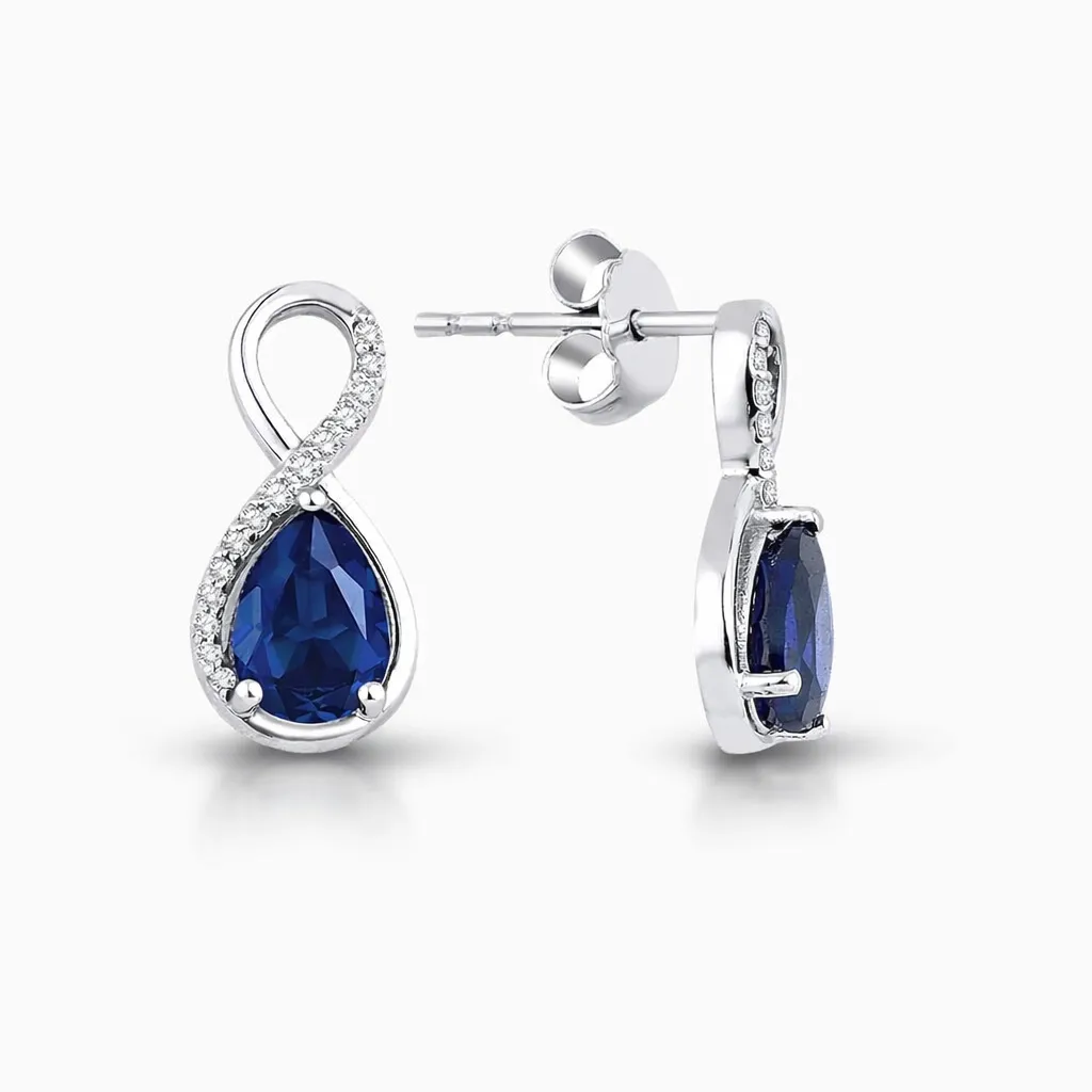 1.77 Karat Pırlanta Damla Safir Küpe