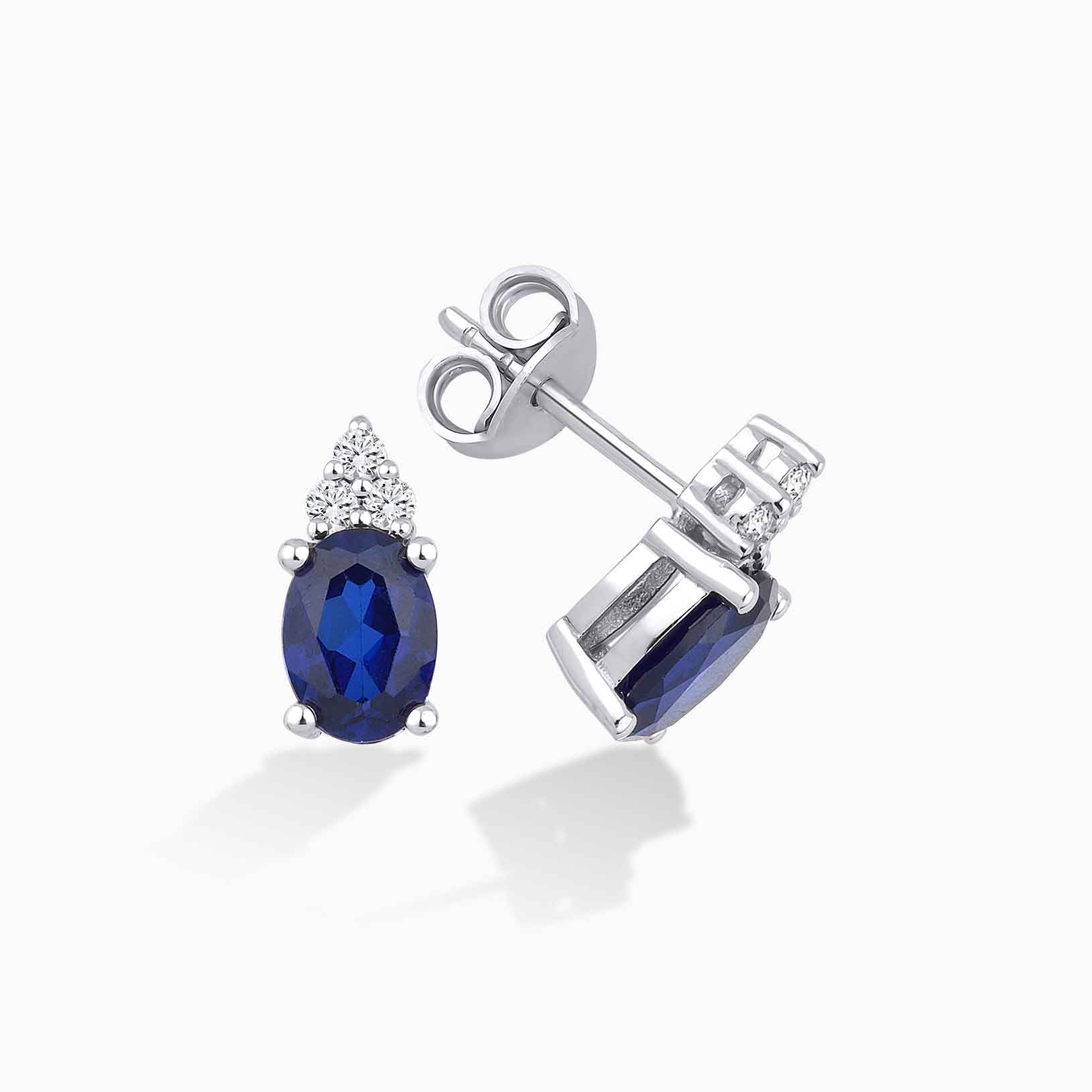 1.92 Karat Pırlanta Oval Safir Küpe