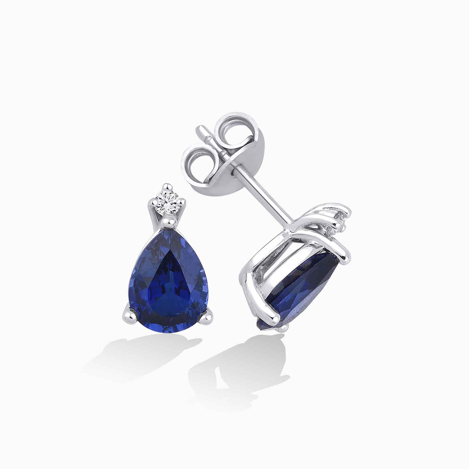 2.94 Karat Pırlanta Damla Safir Küpe