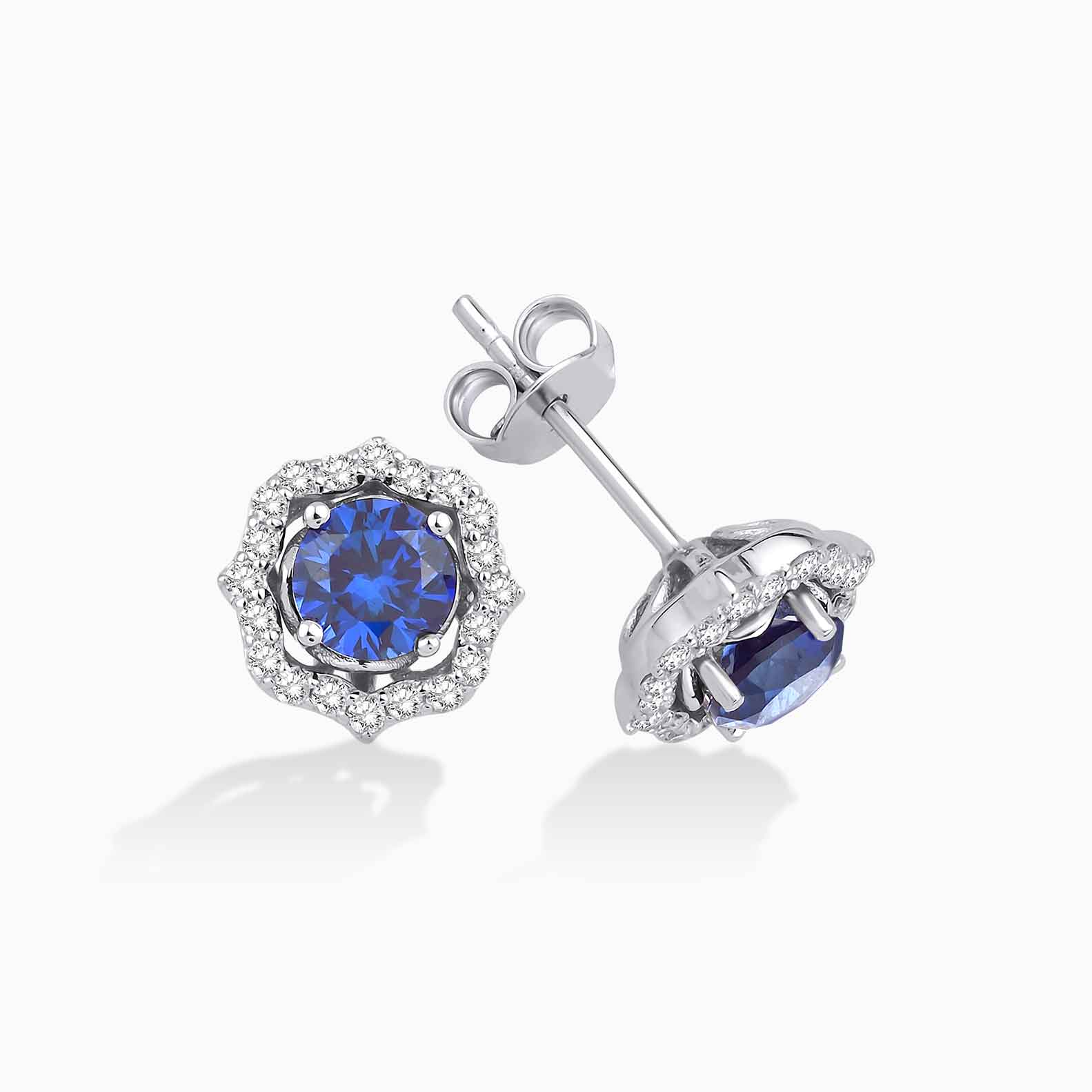 1.54 Karat Pırlanta Safir Küpe