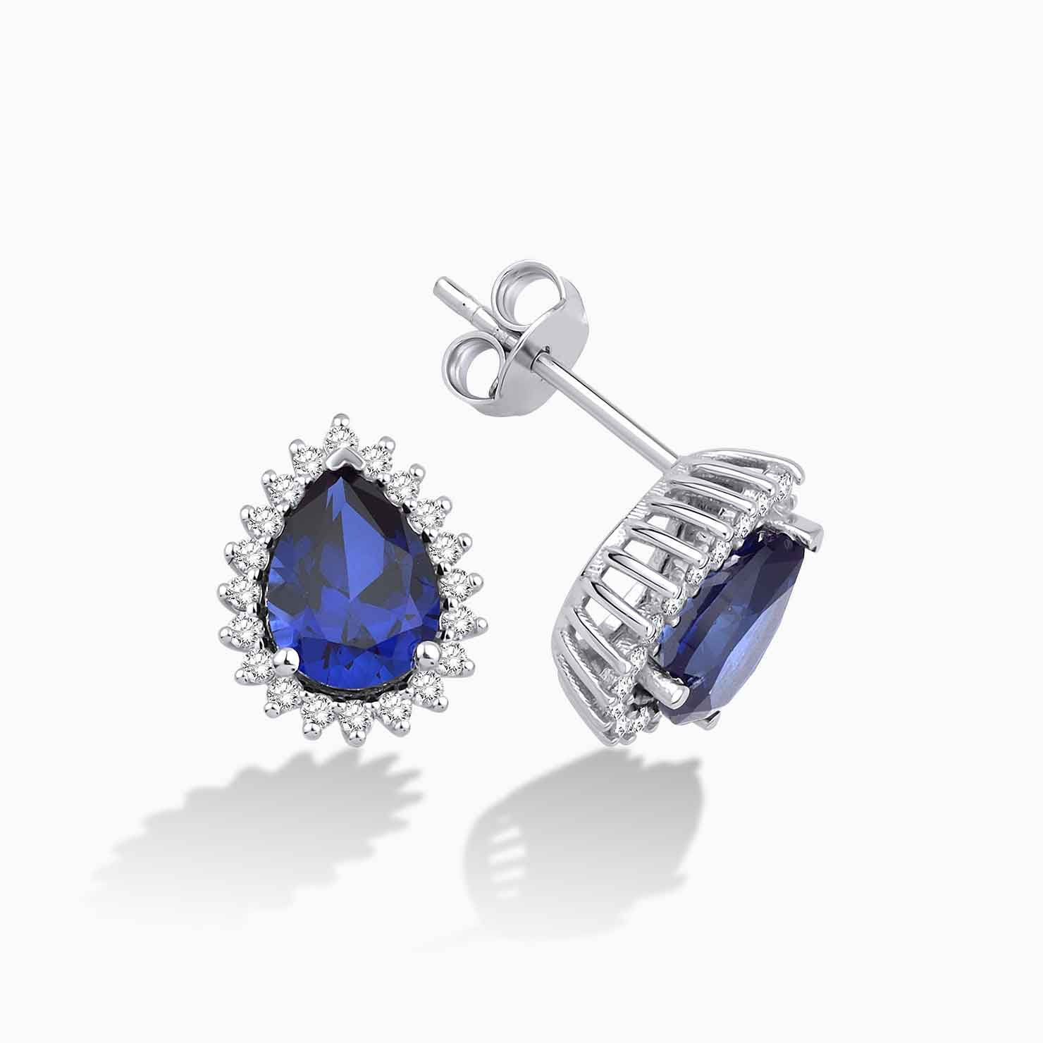 2.84 Karat Pırlanta Damla Safir Küpe