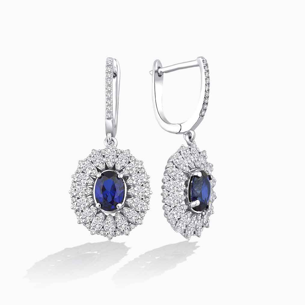 3.02 Karat Pırlanta Safir Küpe