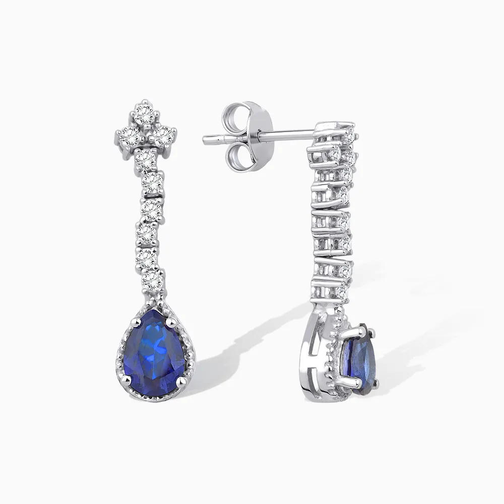 1.38 Karat Pırlanta Safir Küpe