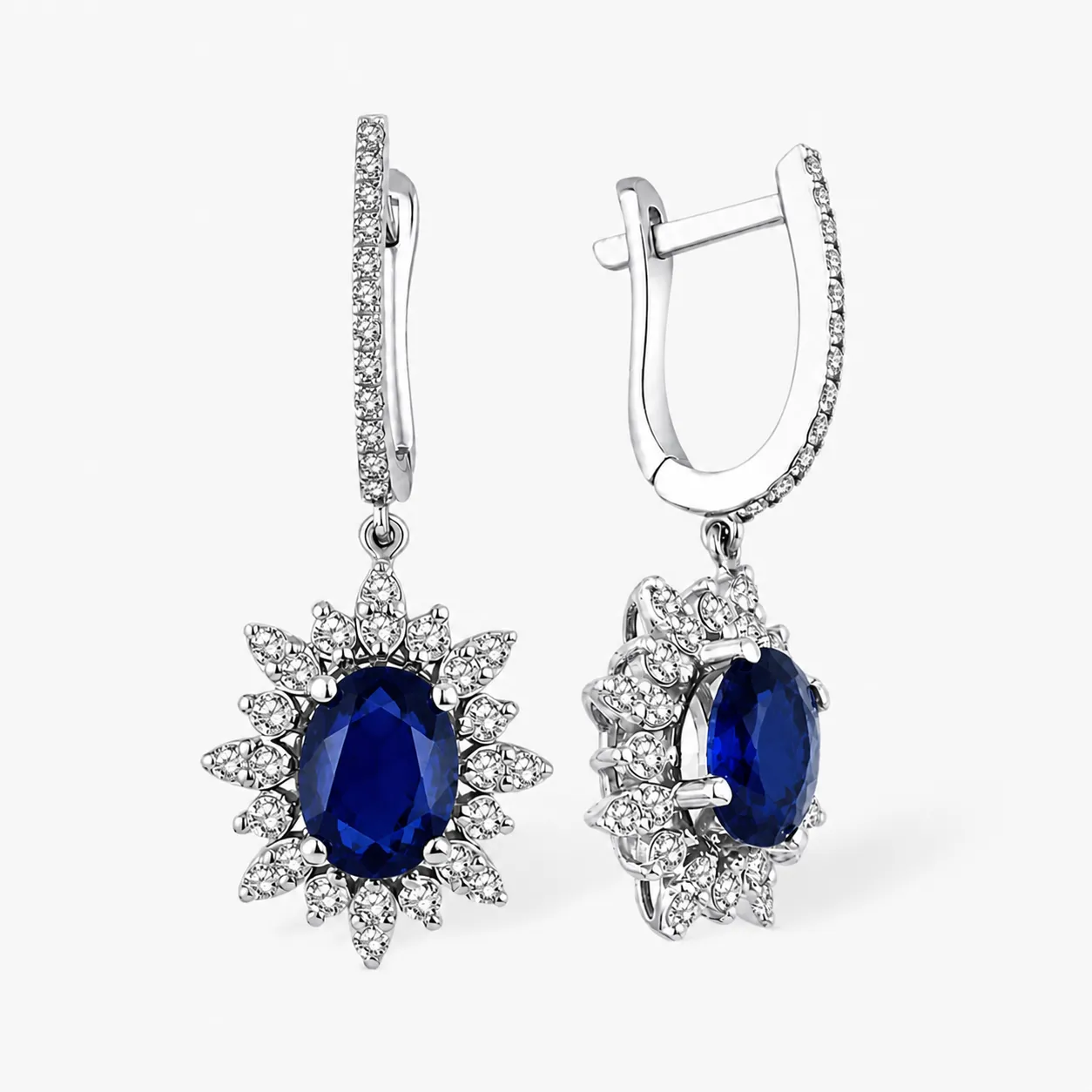 3.65 Karat Pırlanta Safir Küpe