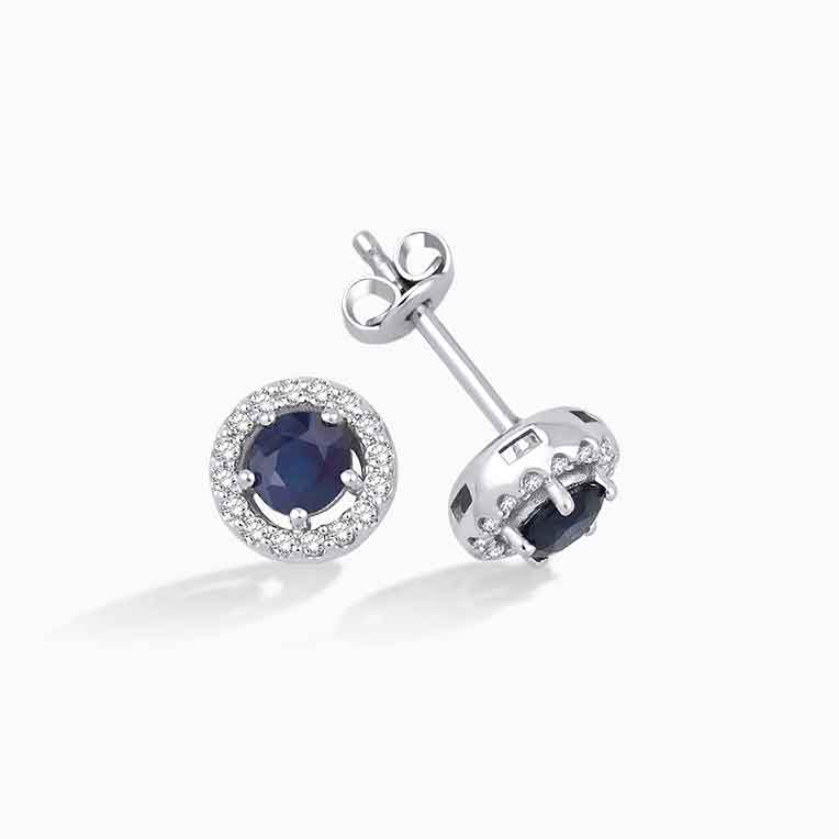 0.52 Karat Pırlanta Safir Küpe