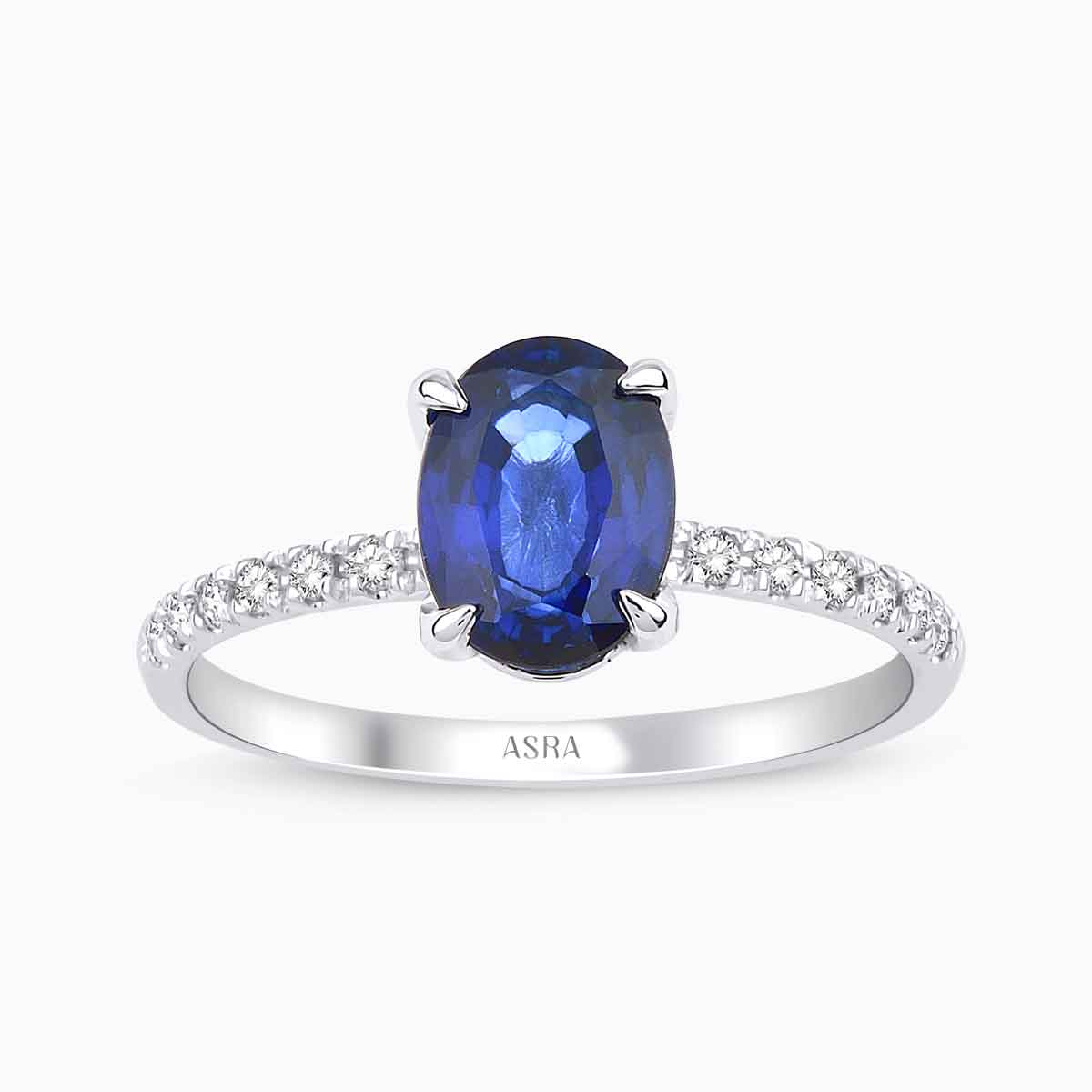1.76 Karat Pırlanta Oval Safir Yüzük