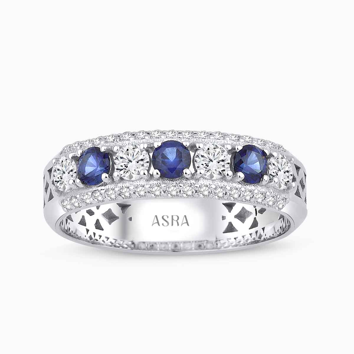 0.84 Karat Pırlanta Safir Yüzük