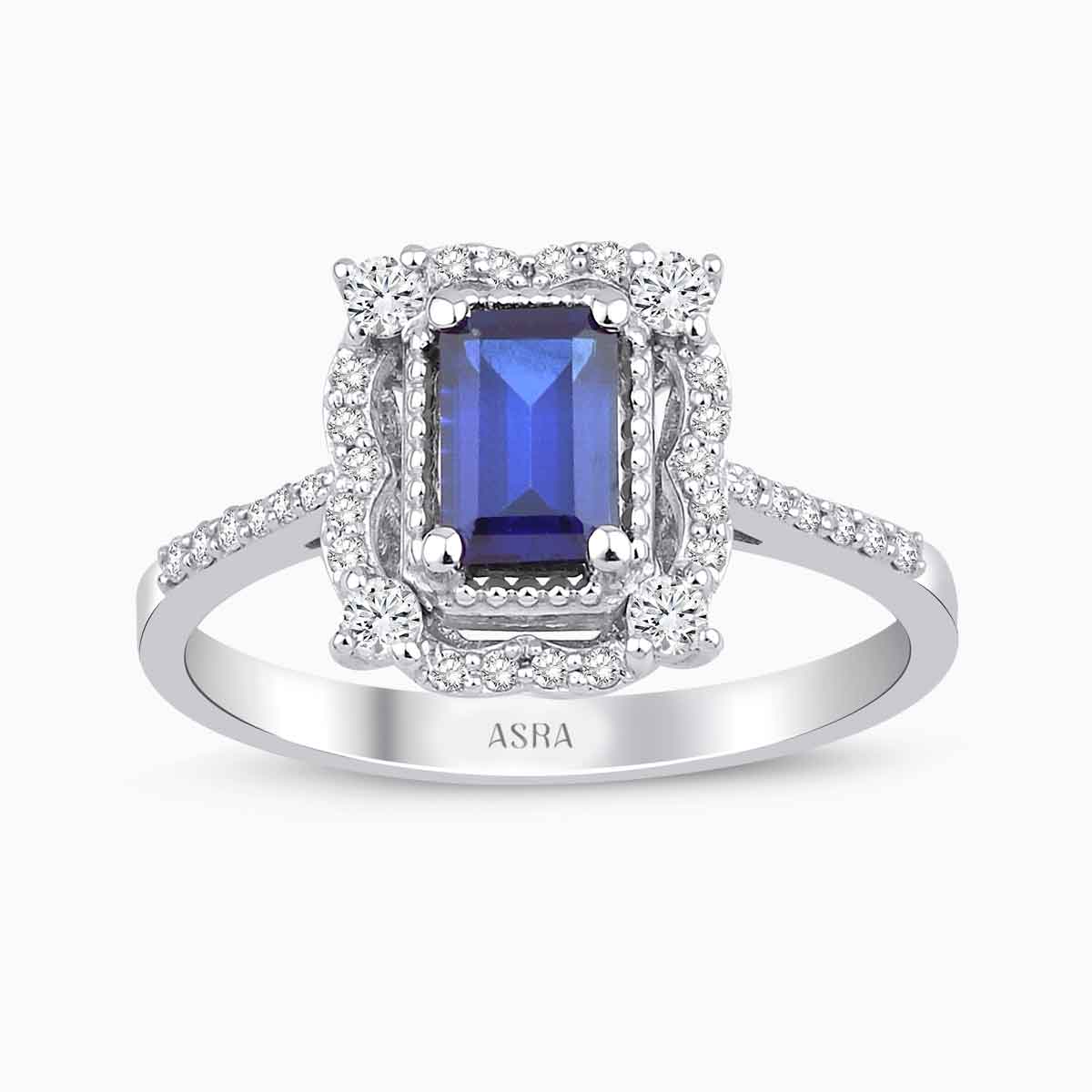 0.93 Karat Pırlanta Safir Yüzük