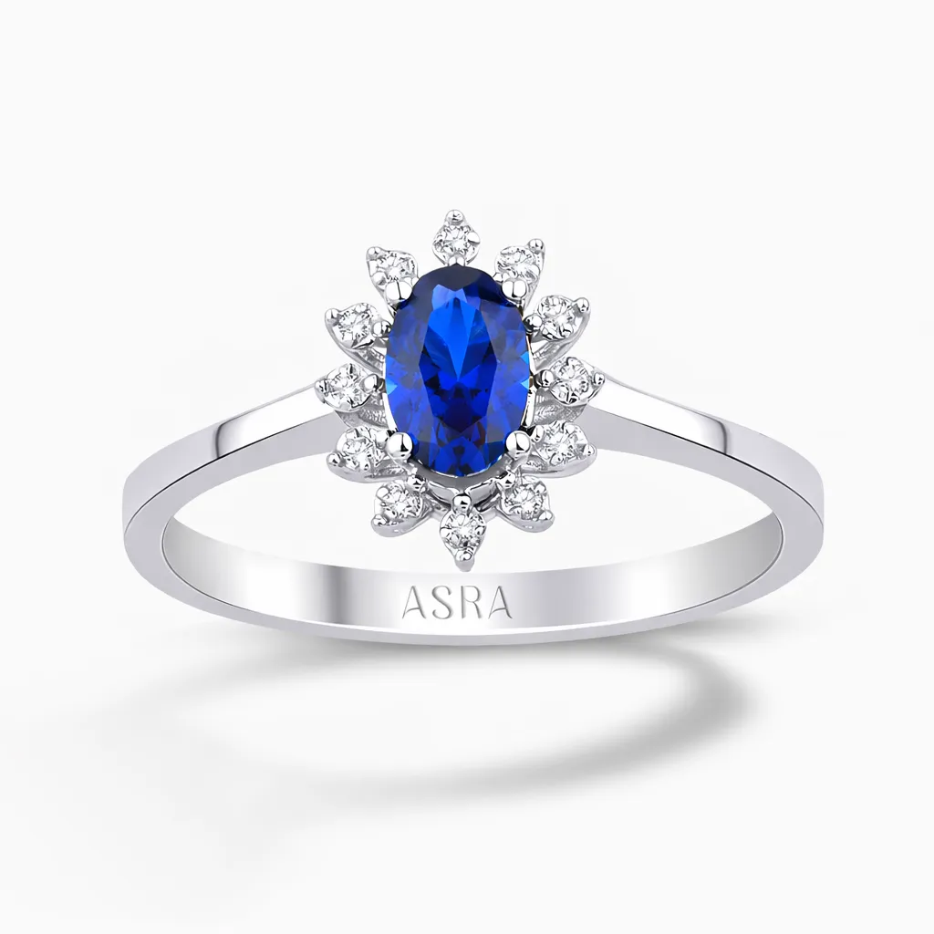 0.49 Karat Pırlanta Safir Yüzük