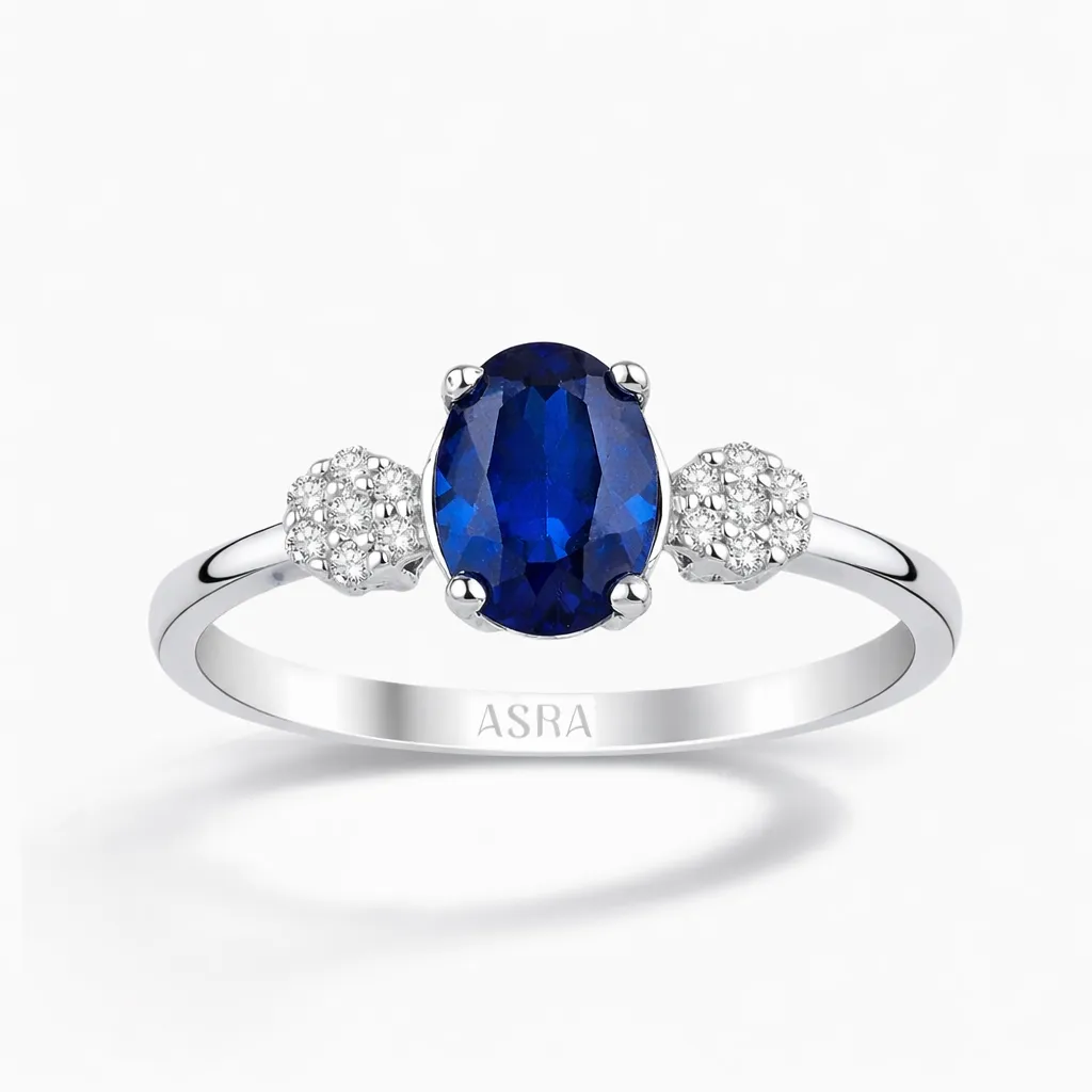 1.10 Karat Pırlanta Safir Yüzük