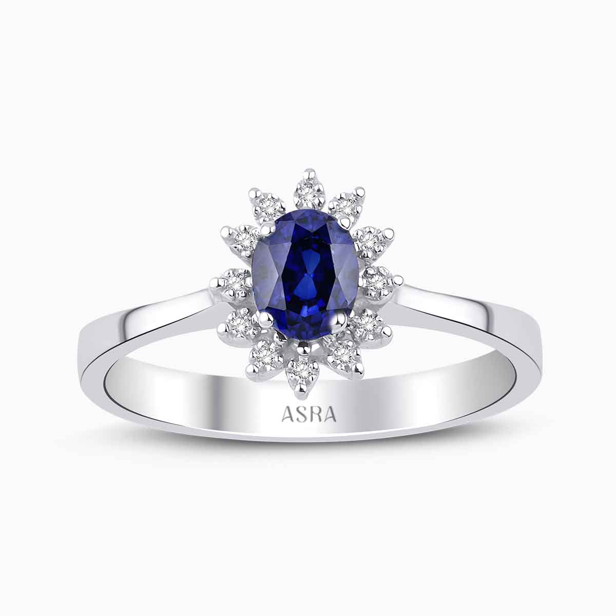 0.54 Karat Pırlanta Oval Safir Yüzük