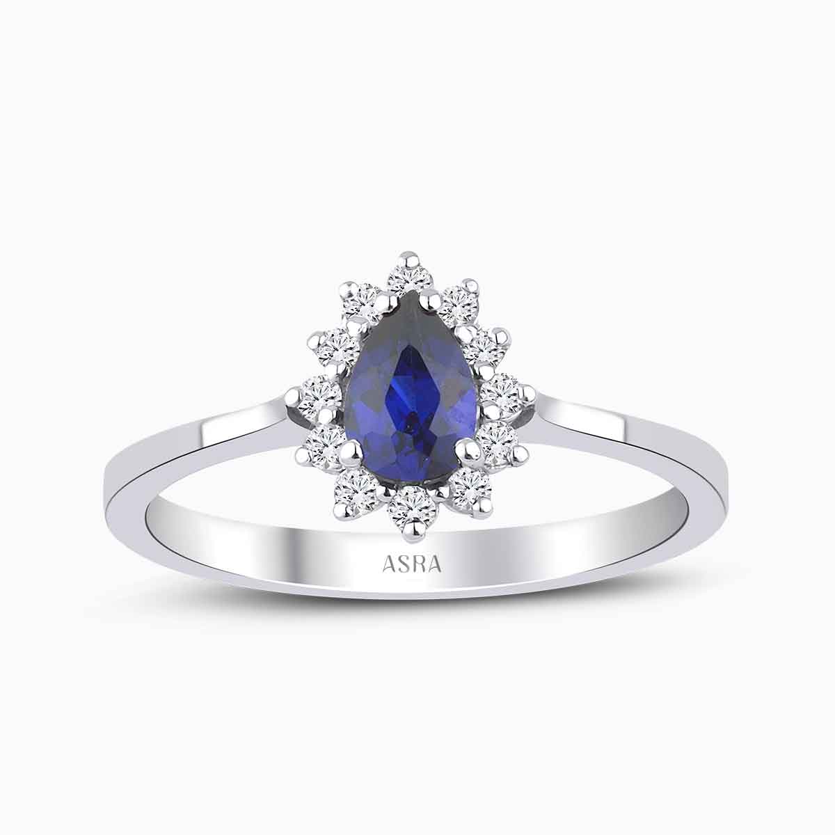 0.62 Karat Pırlanta Damla Safir Yüzük