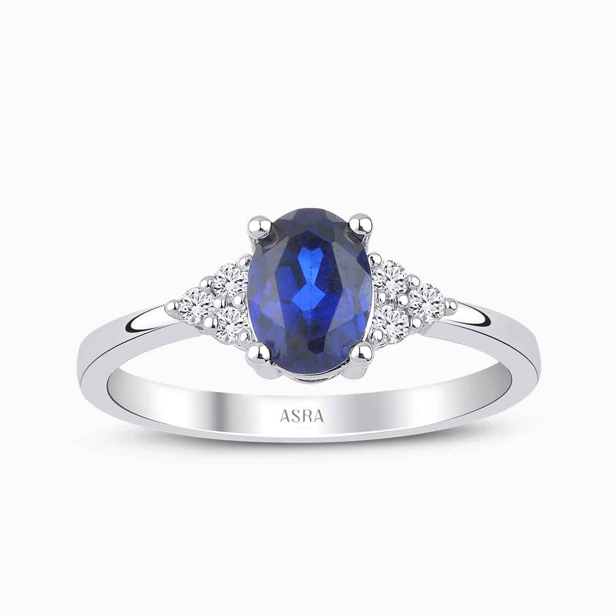 0.82 Karat Pırlanta Oval Safir Yüzük
