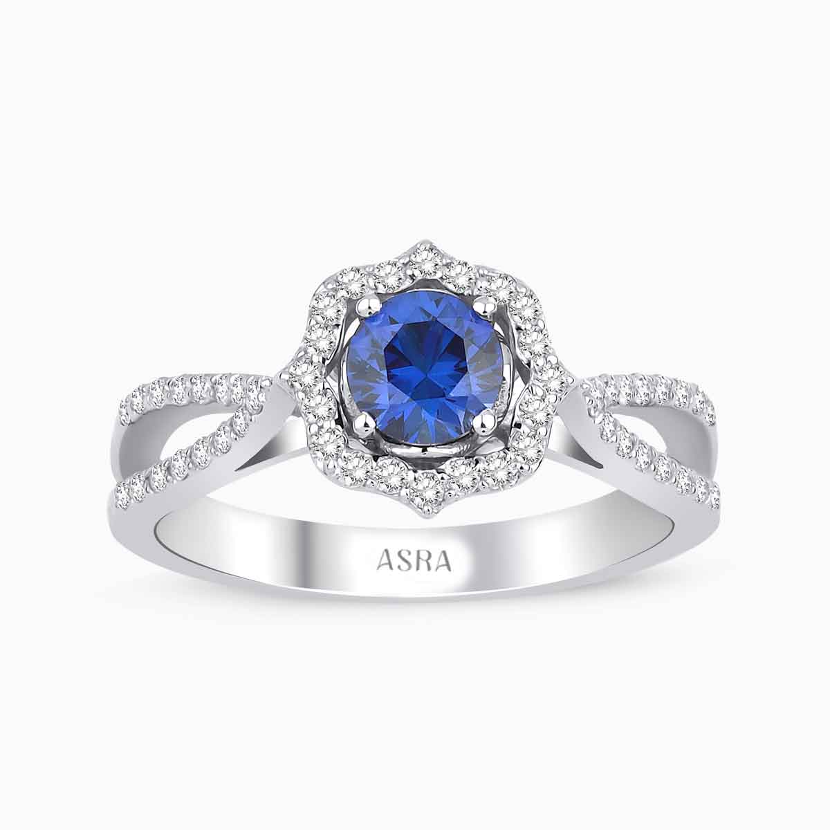 0.92 Karat Pırlanta Safir Yüzük