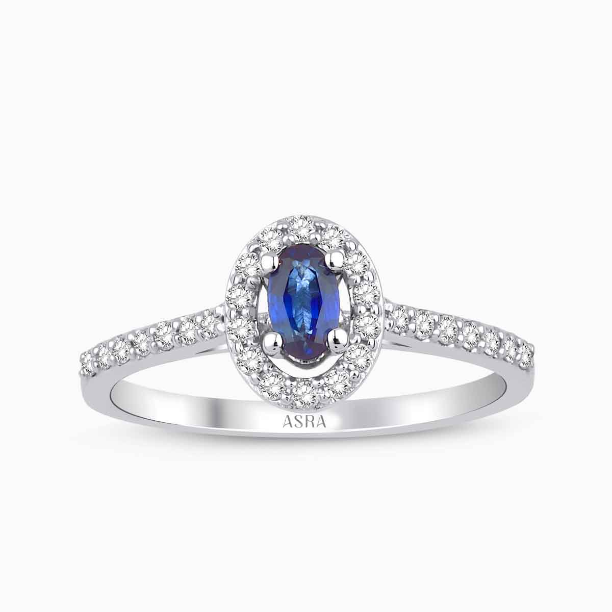 0.54 Karat Pırlanta Safir Yüzük