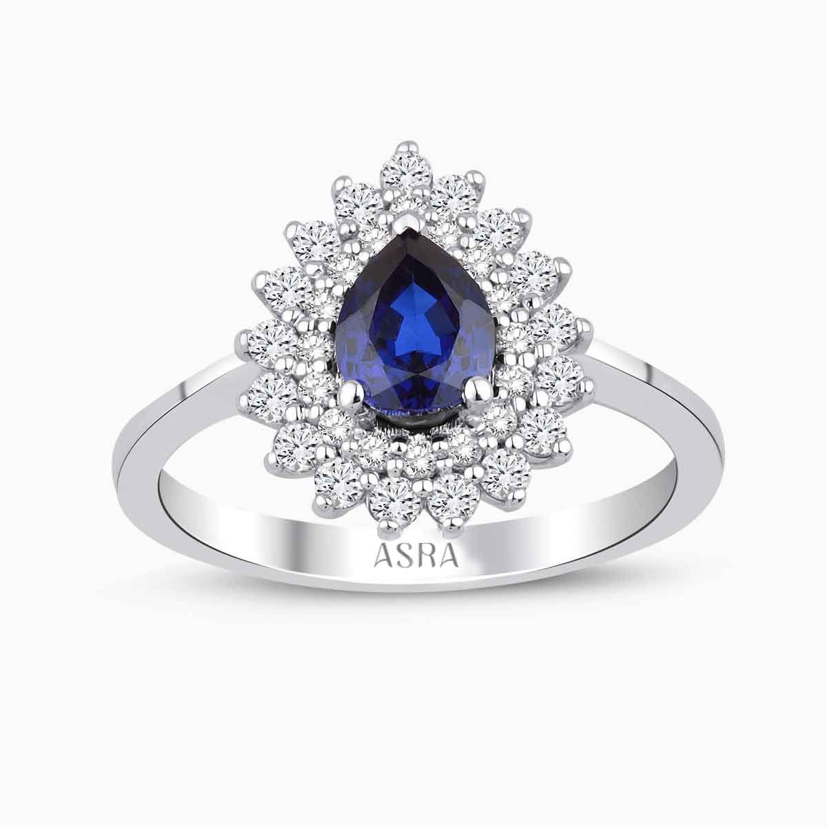 1.19 Karat Pırlanta Damla Safir Yüzük