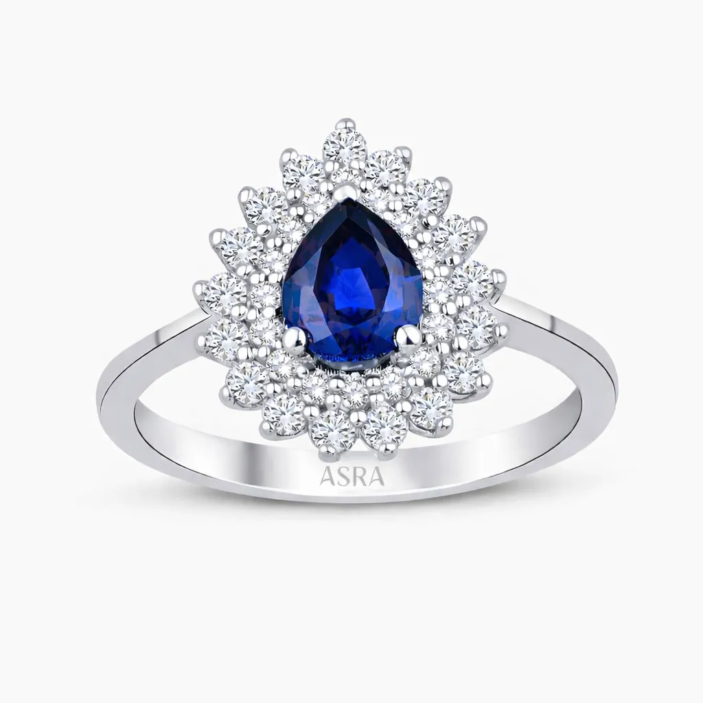 1.19 Karat Pırlanta Damla Safir Yüzük