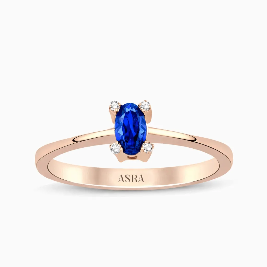 0.24 Karat Pırlanta Safir Yüzük