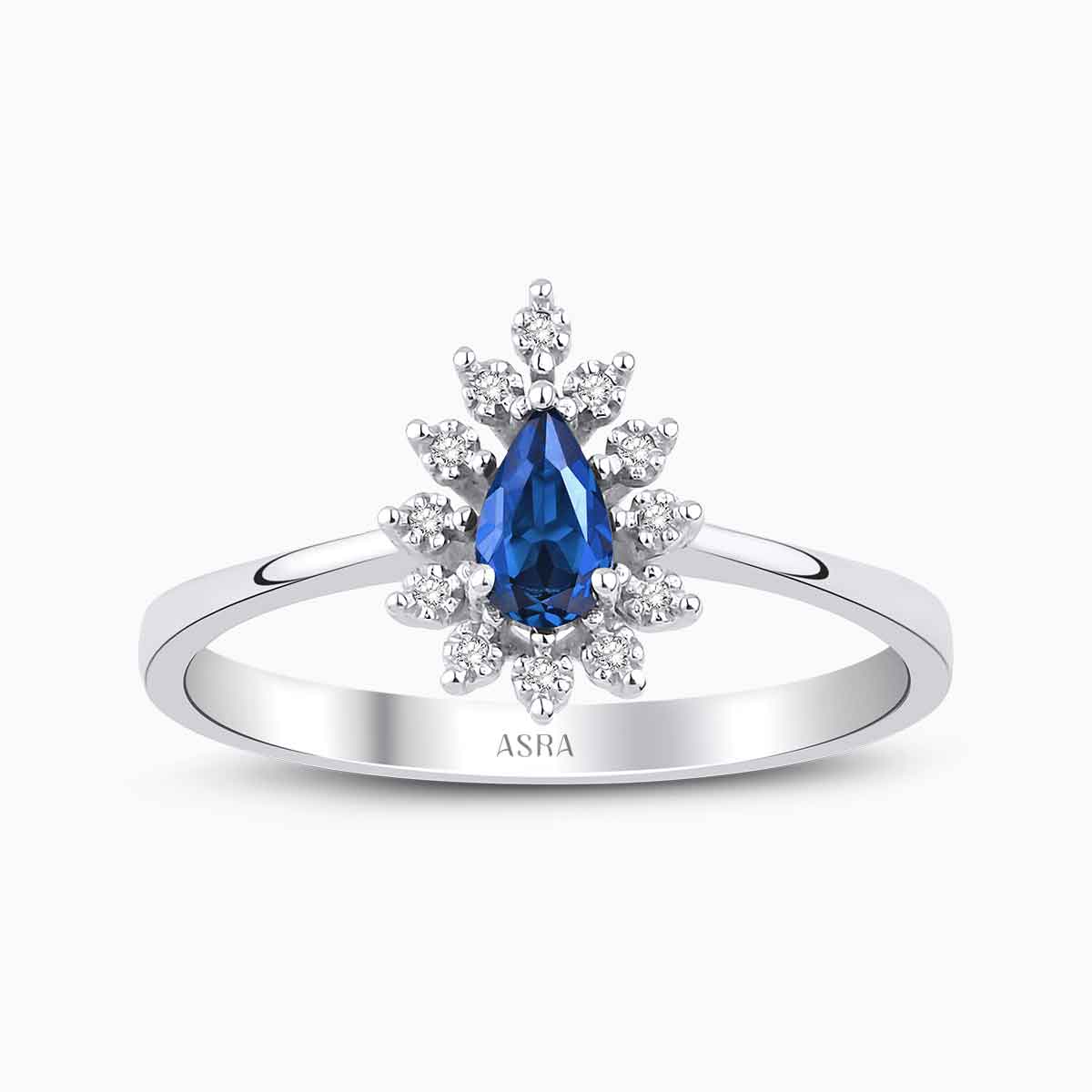 0.31 Karat Pırlanta Damla Safir Yüzük