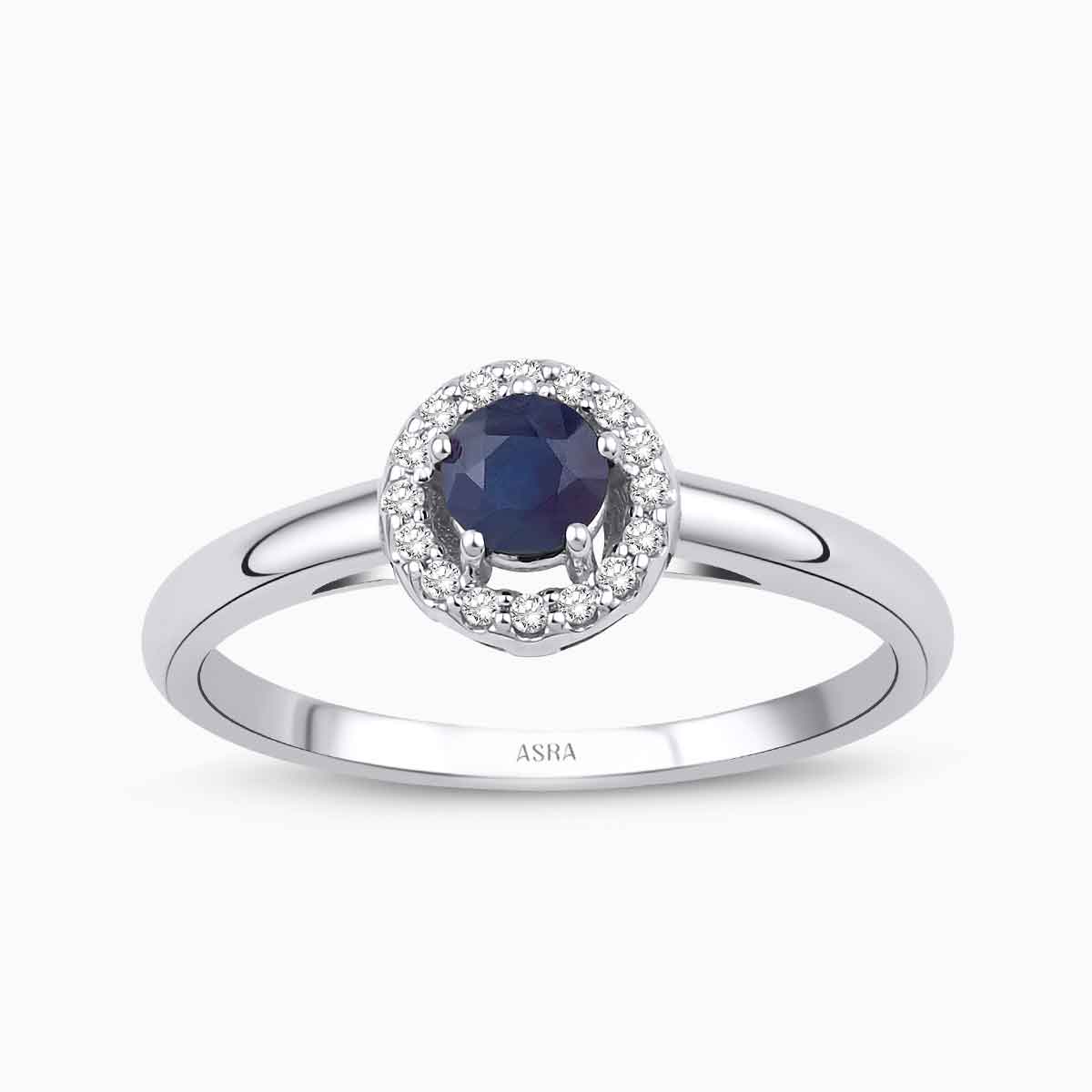 0.28 Karat Pırlanta Safir Yüzük