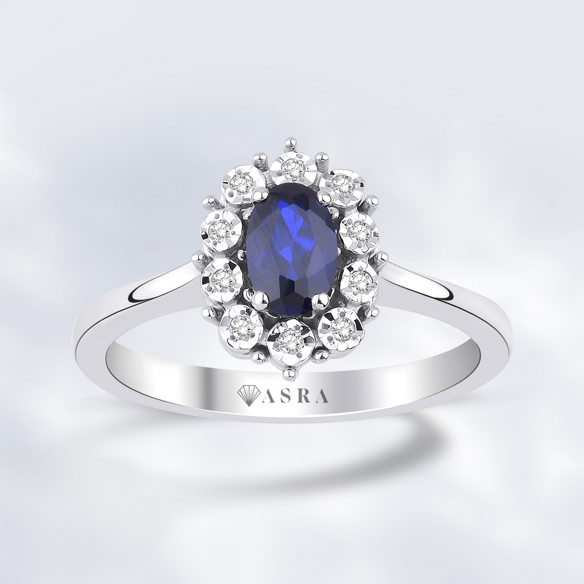0.65 Karat Pırlanta Safir Yüzük