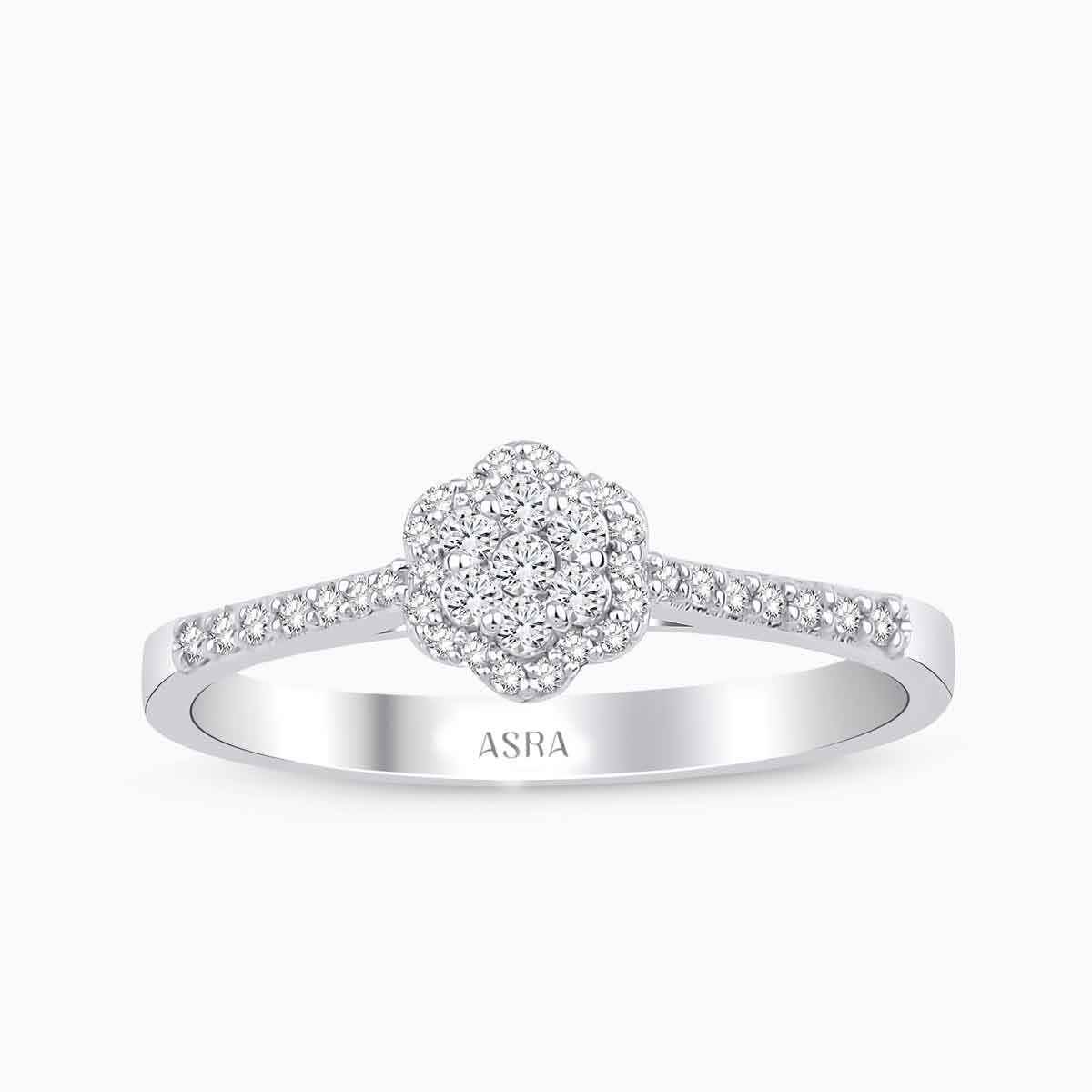 0.23 Karat Pırlanta Kolu Taşlı Çiçek Yüzük