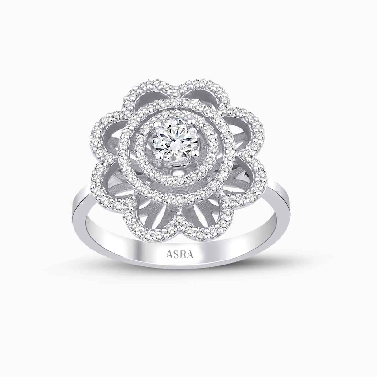 0.79 Karat Pırlanta Beyaz Safir Yüzük
