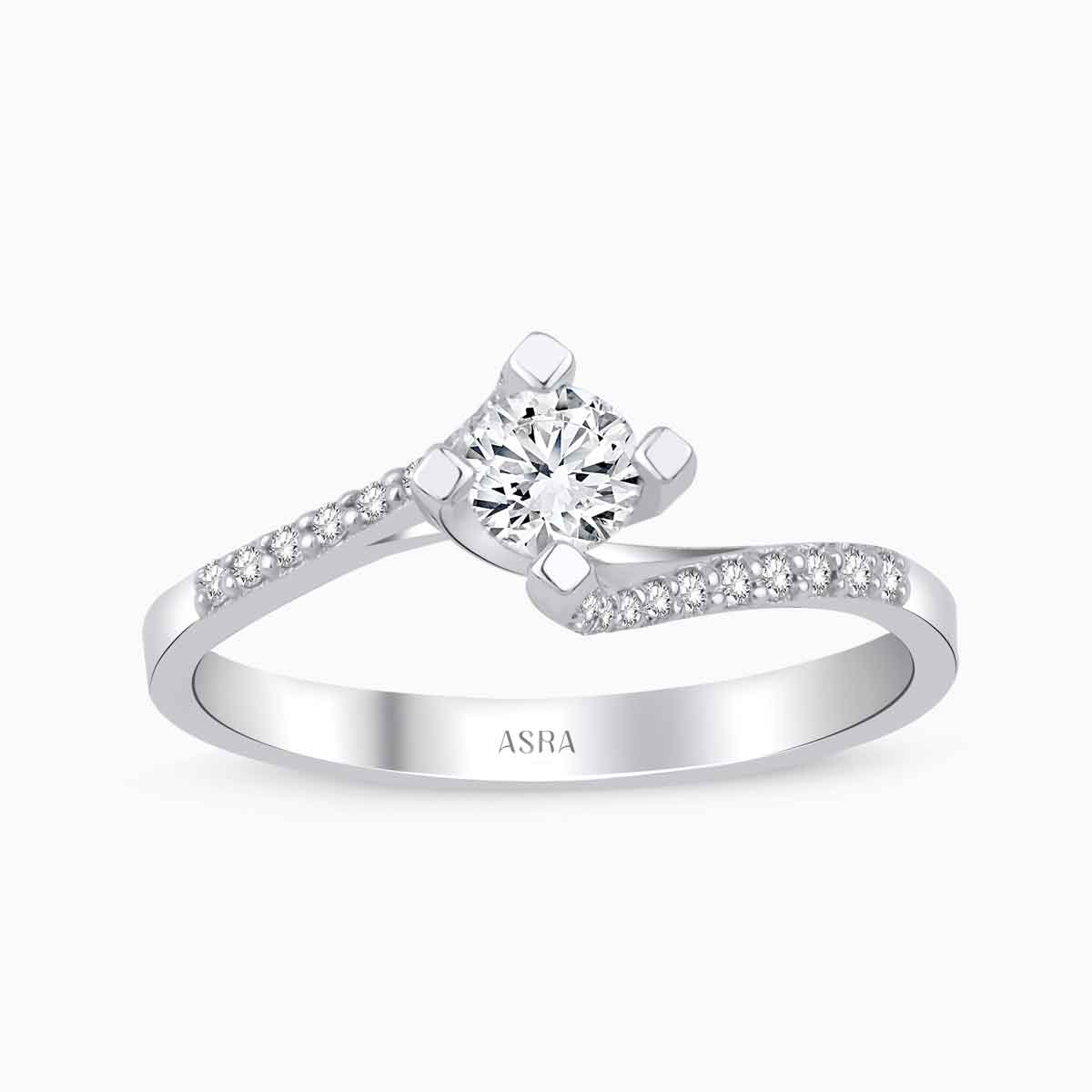 0.42 Karat Pırlanta Kolu Taşlı Tektaş Yüzük