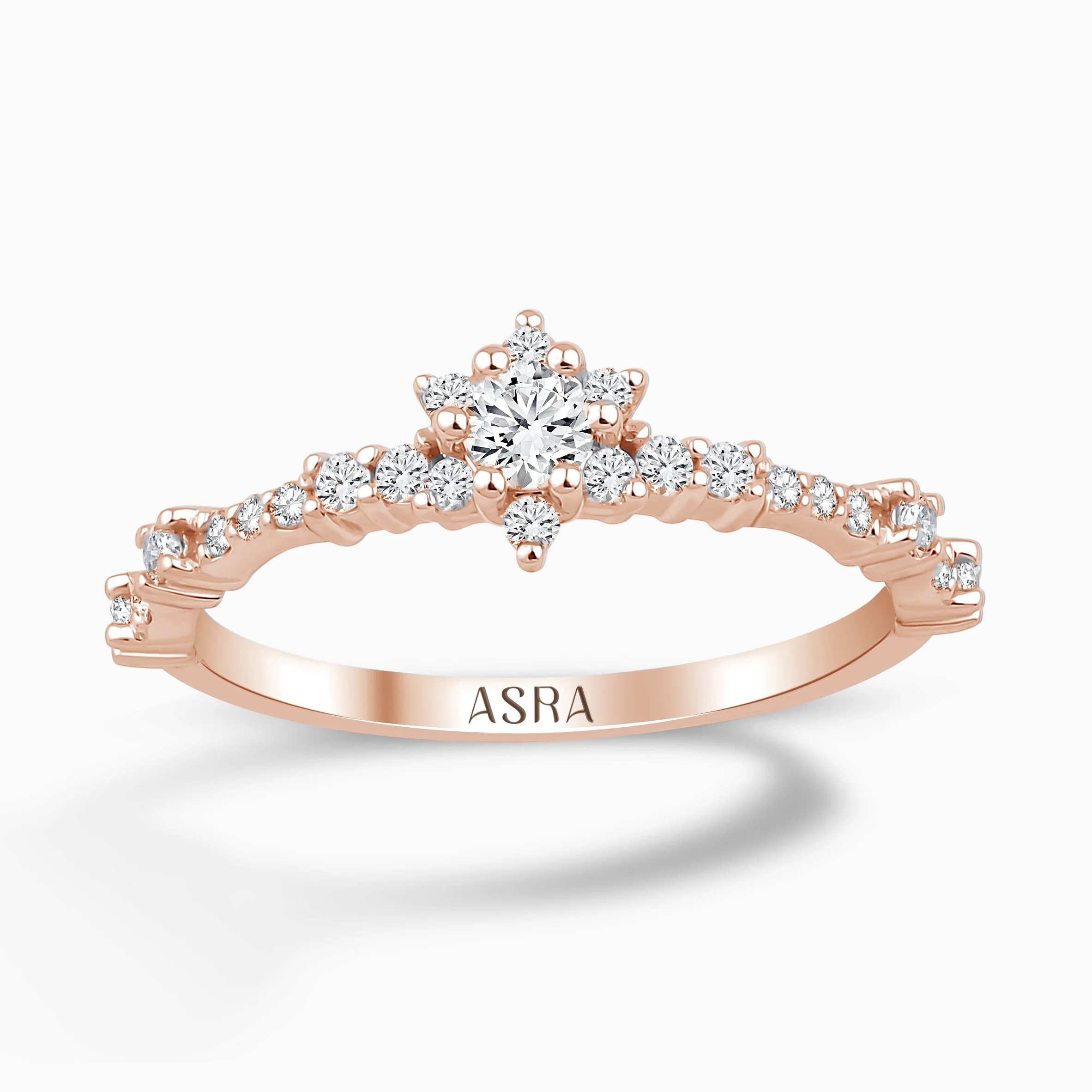 0.31 Karat Lotus Tektaş Pırlanta Rose Gold Yüzük