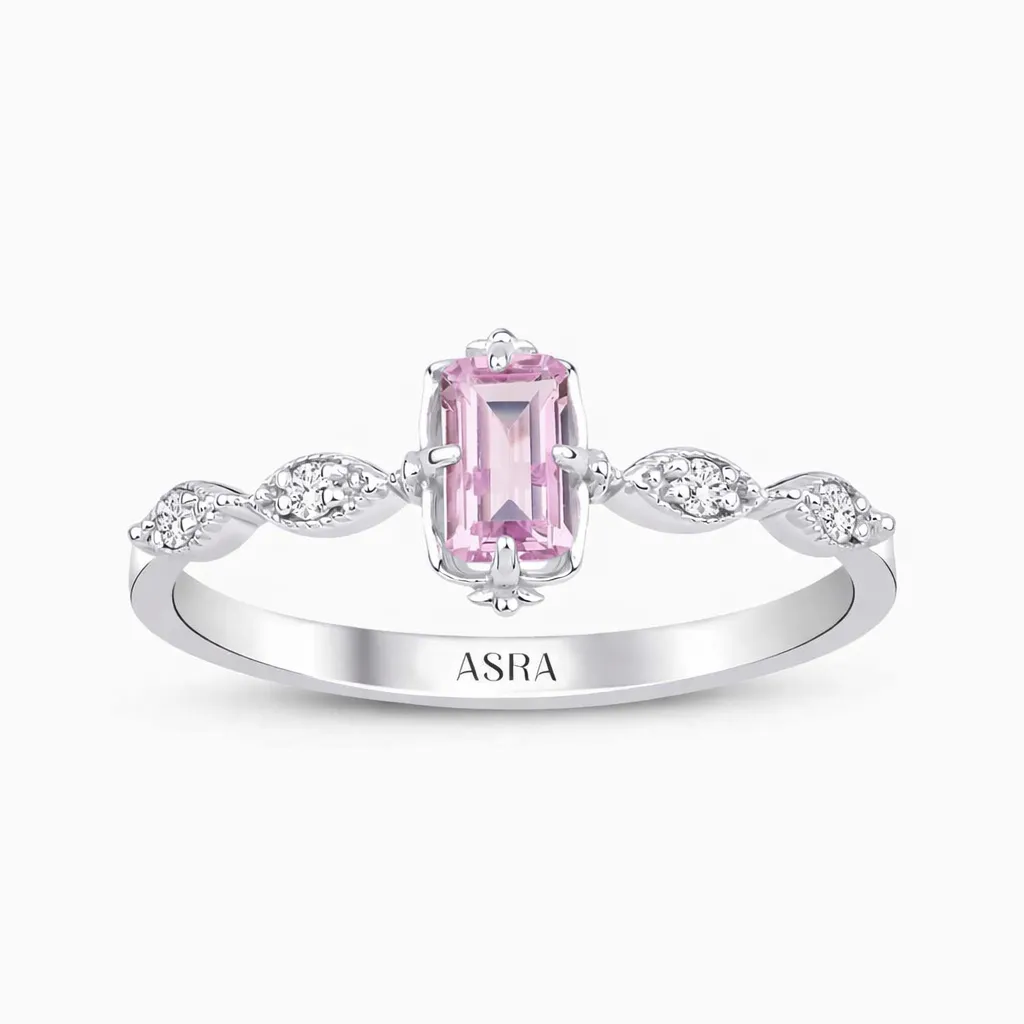 0.37 Karat Vintage Pırlanta Morganit Yüzük