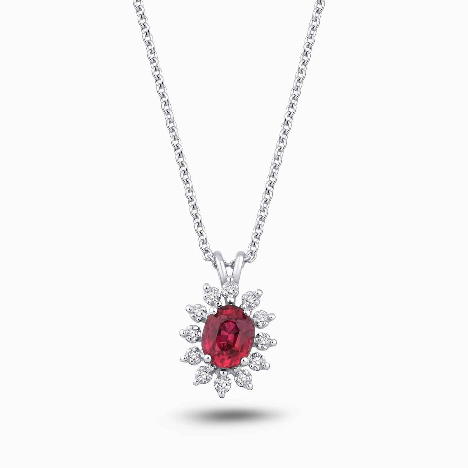 0.55 Karat Pırlanta Oval Yakut Kolye